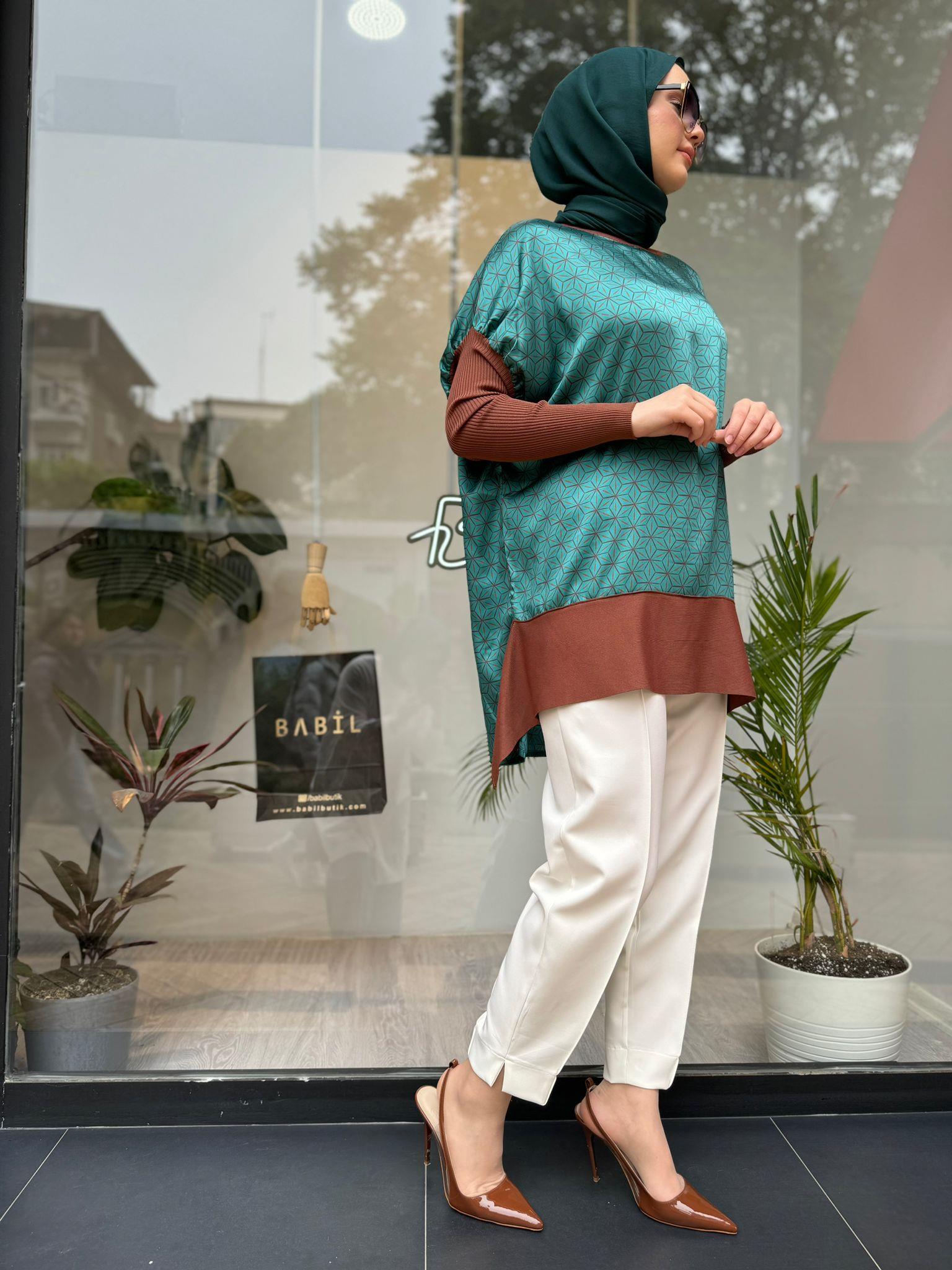 İnvee Desenli Tunik Toprak 6252