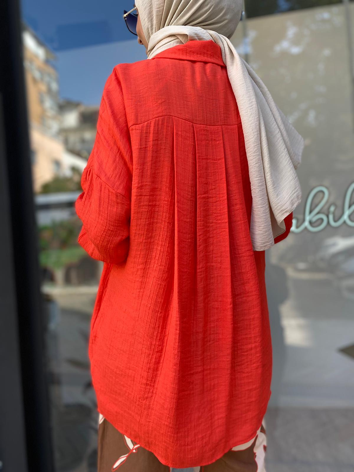 İnvee Dökümlü Basic Gömlek Oranj 6638