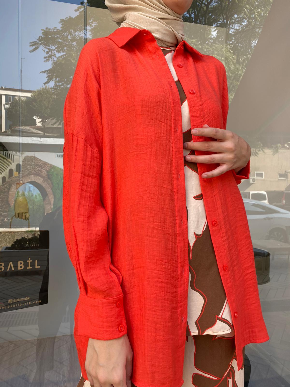 İnvee Dökümlü Basic Gömlek Oranj 6638