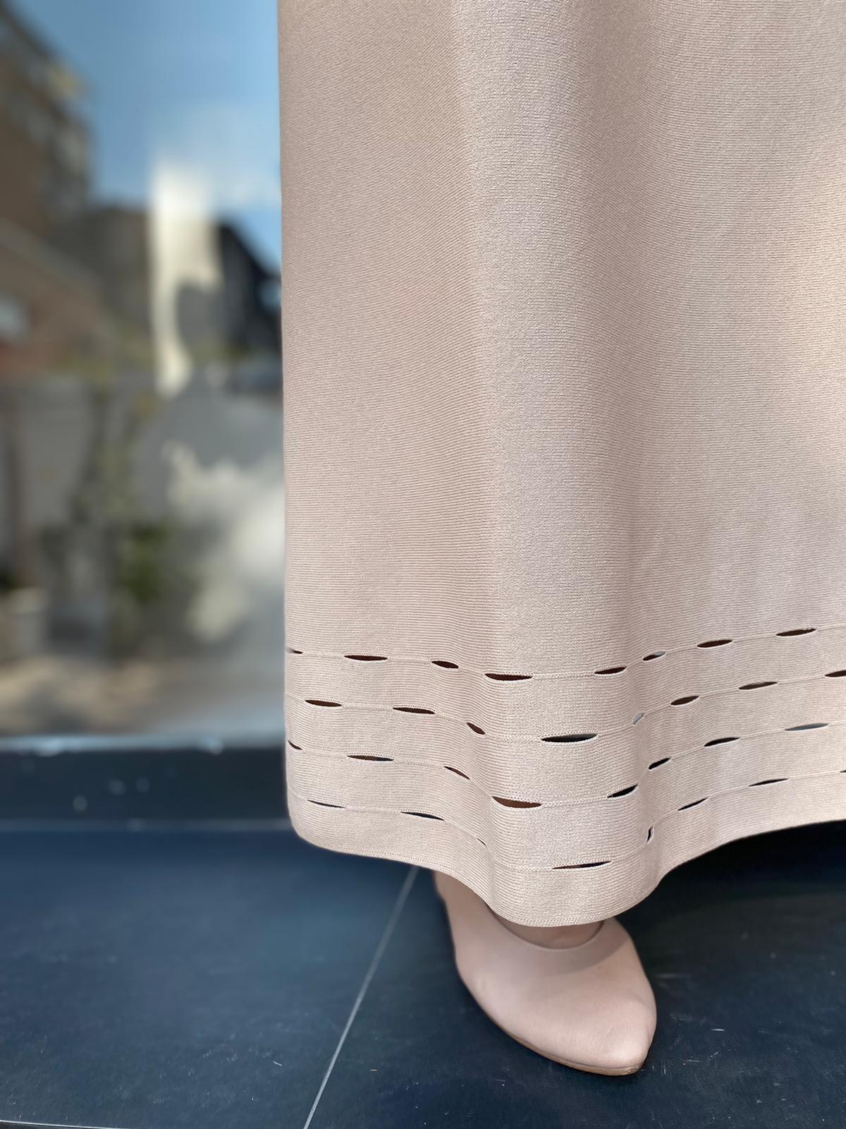 İnvee Etek Ucu Lazer Kesim Fondöten Rayon Triko Etek 6904