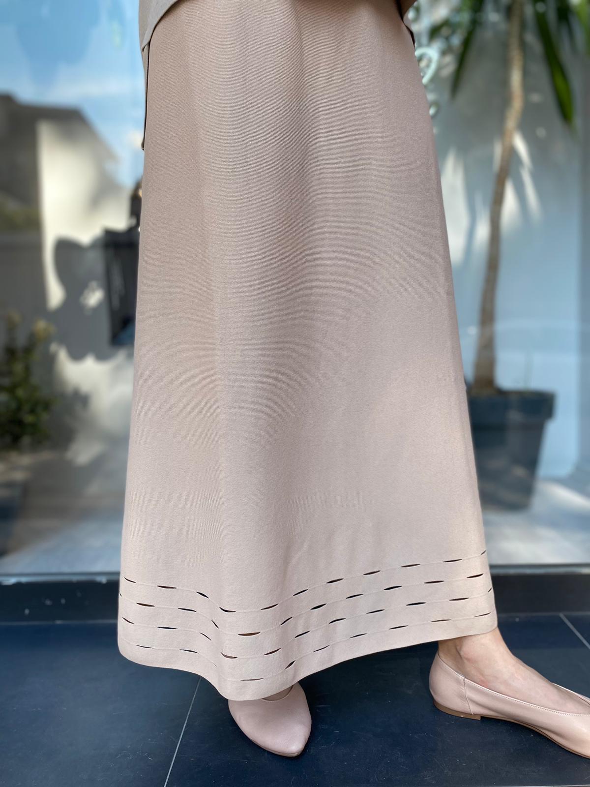 İnvee Etek Ucu Lazer Kesim Fondöten Rayon Triko Etek 6904