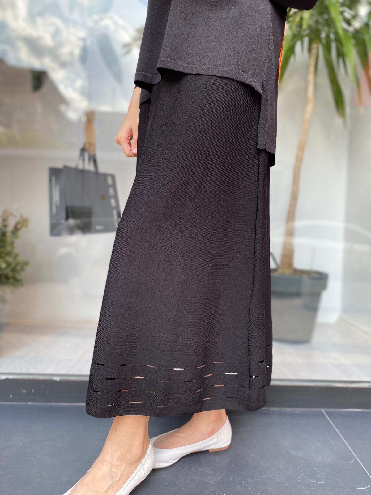 İnvee Etek Ucu Lazer Kesim Rayon Triko Etek 6904