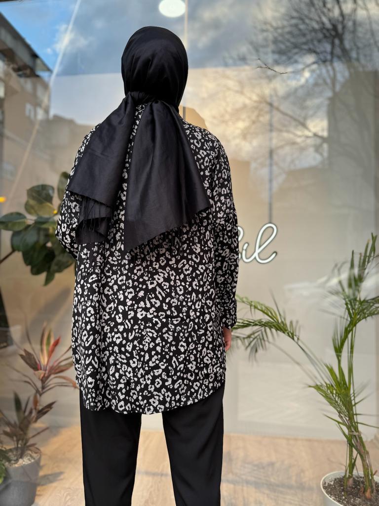 İnvee Fermuar Detaylı Leopar Orjinal Tunik 6818