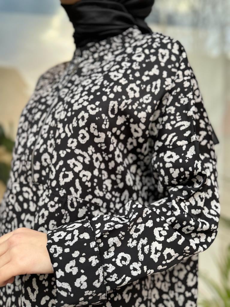 İnvee Fermuar Detaylı Leopar Orjinal Tunik 6818
