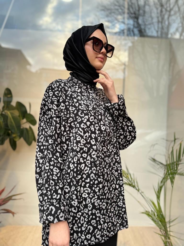 İnvee Fermuar Detaylı Leopar Orjinal Tunik 6818
