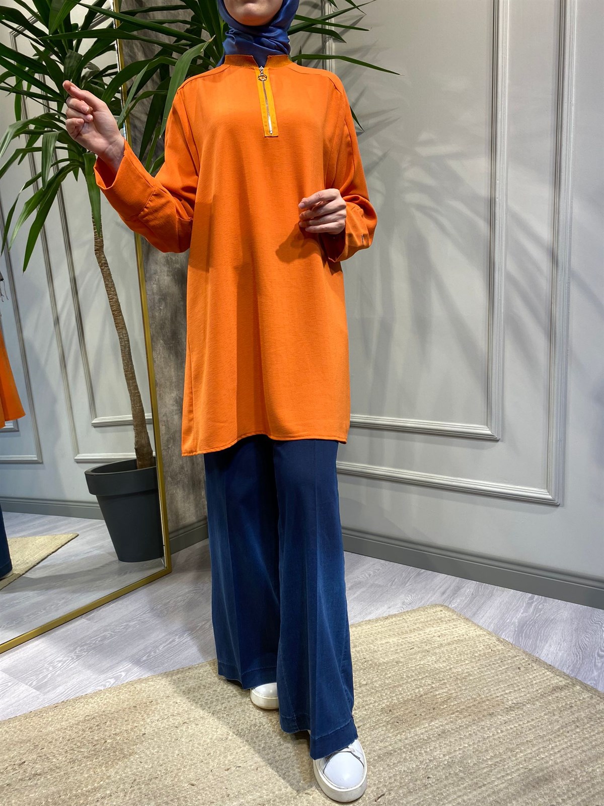 İnvee Fermuarlı Tunik Oranj 6809