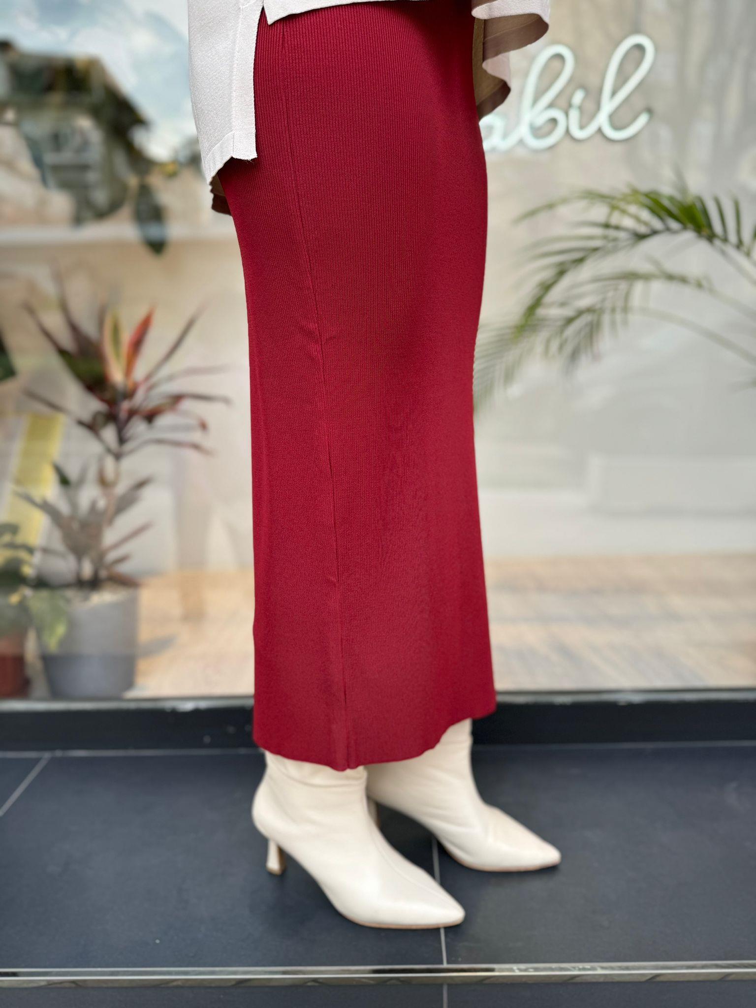 İnvee Fitilli Kalem Etek Bordo 6002