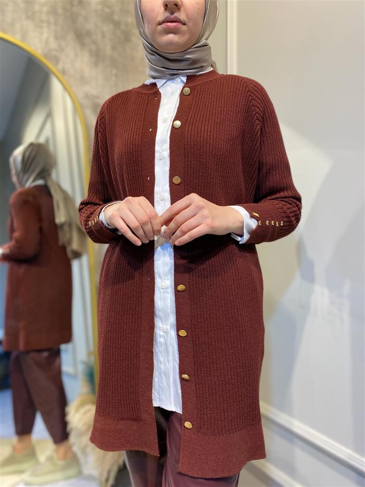 İnvee Fiyonk Detaylı Ayva Hırka 6863
