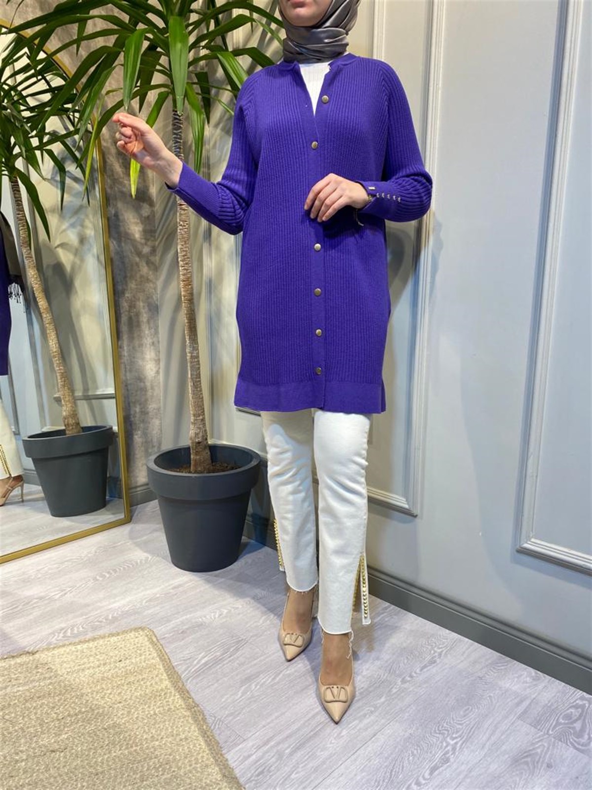 İnvee Fiyonk Detaylı Mor Hırka 6863