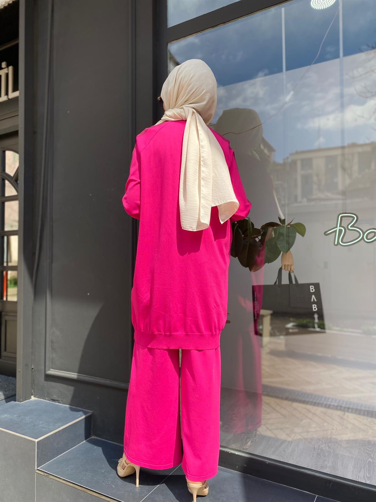 İnvee Fuşya Rengi Triko Pantolon 5749