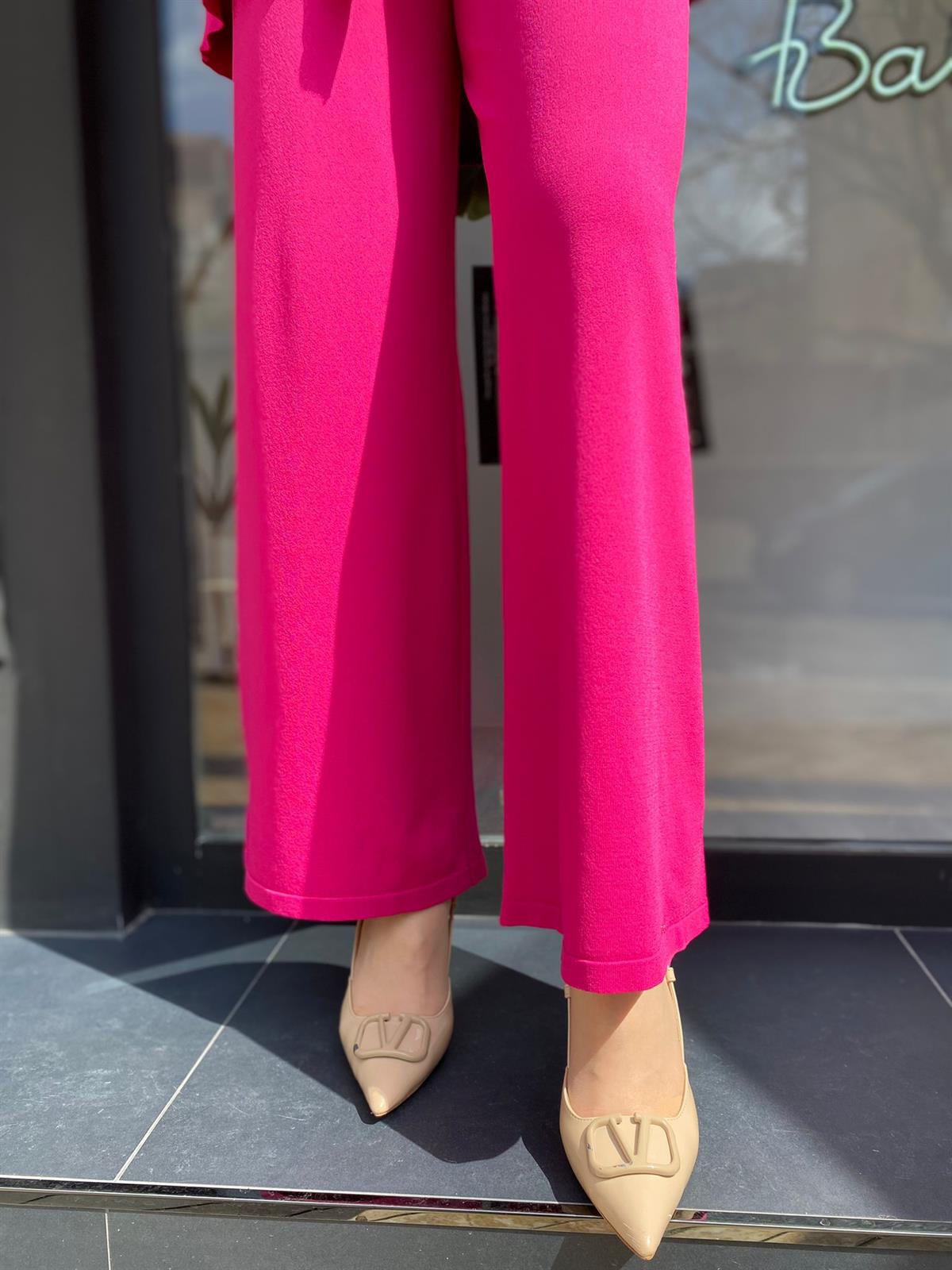 İnvee Fuşya Rengi Triko Pantolon 5749