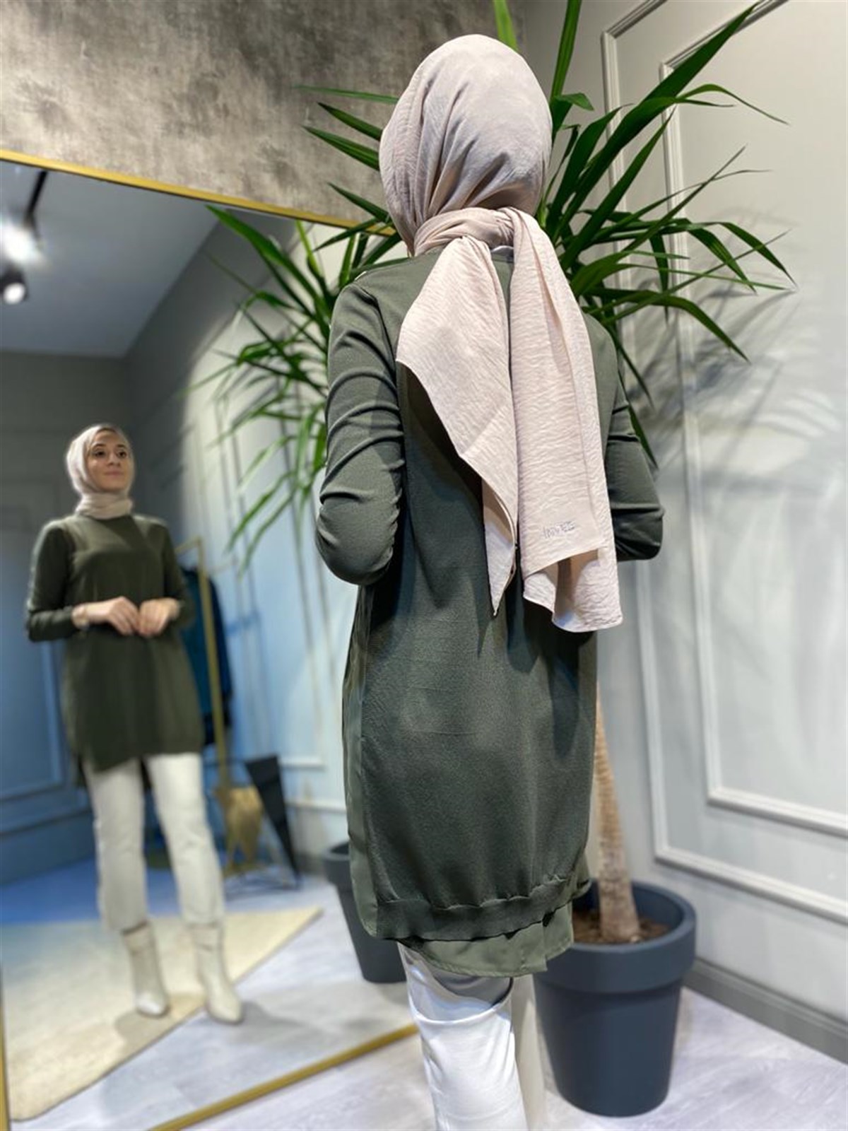 İnvee Haki Yanları Şifonlu Tunik 5860