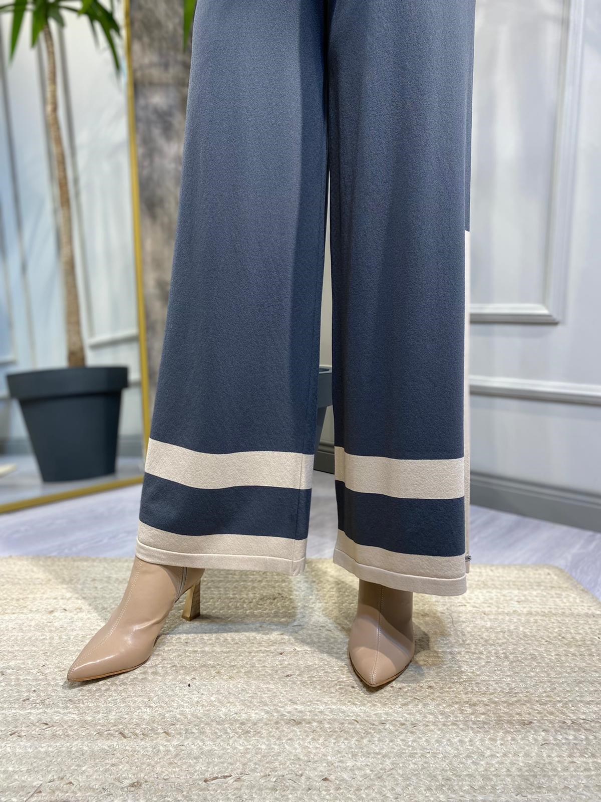 İnvee İki Renk Pantalon Antrasit-Bej 6803