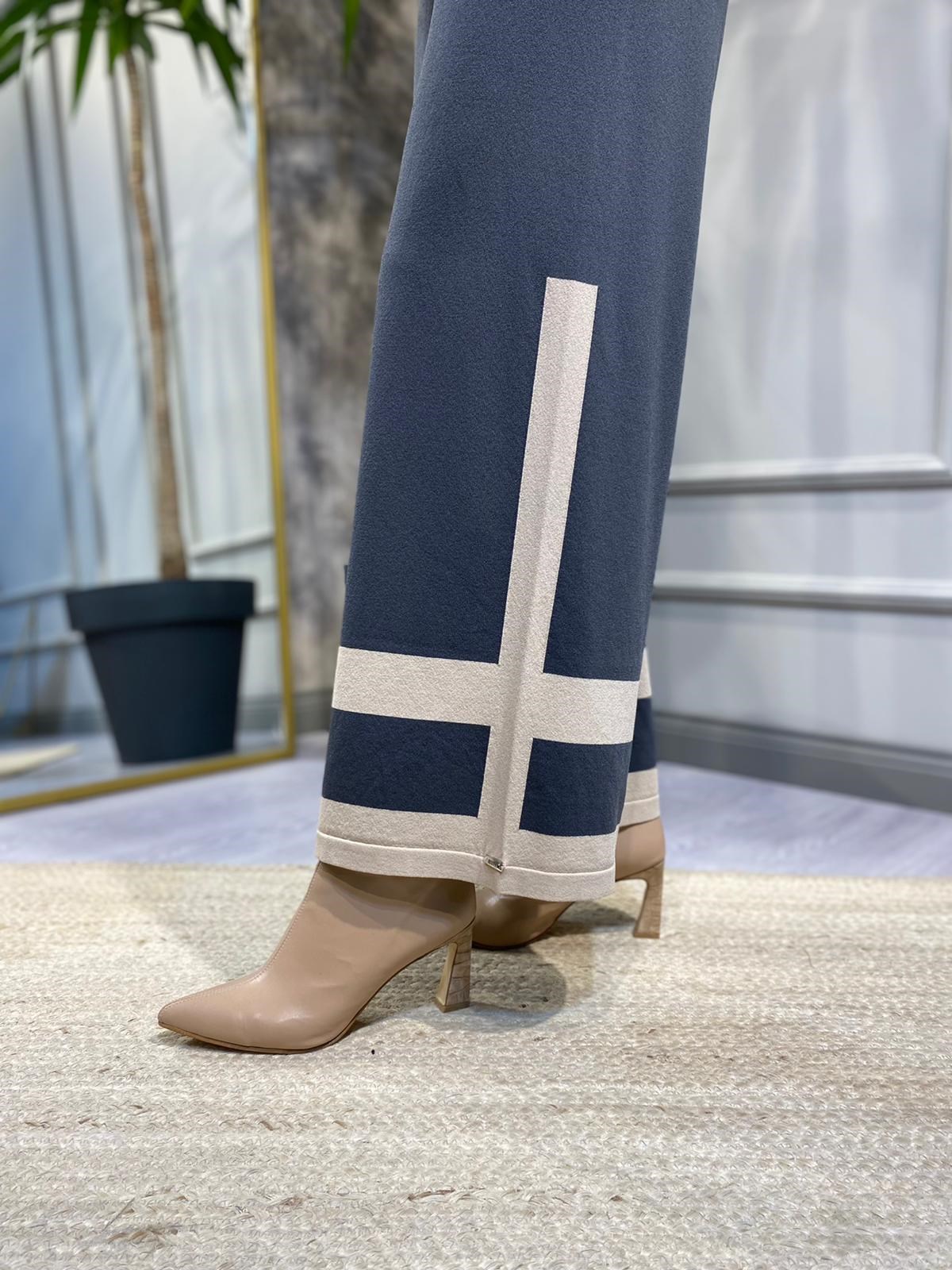 İnvee İki Renk Pantalon Antrasit-Bej 6803