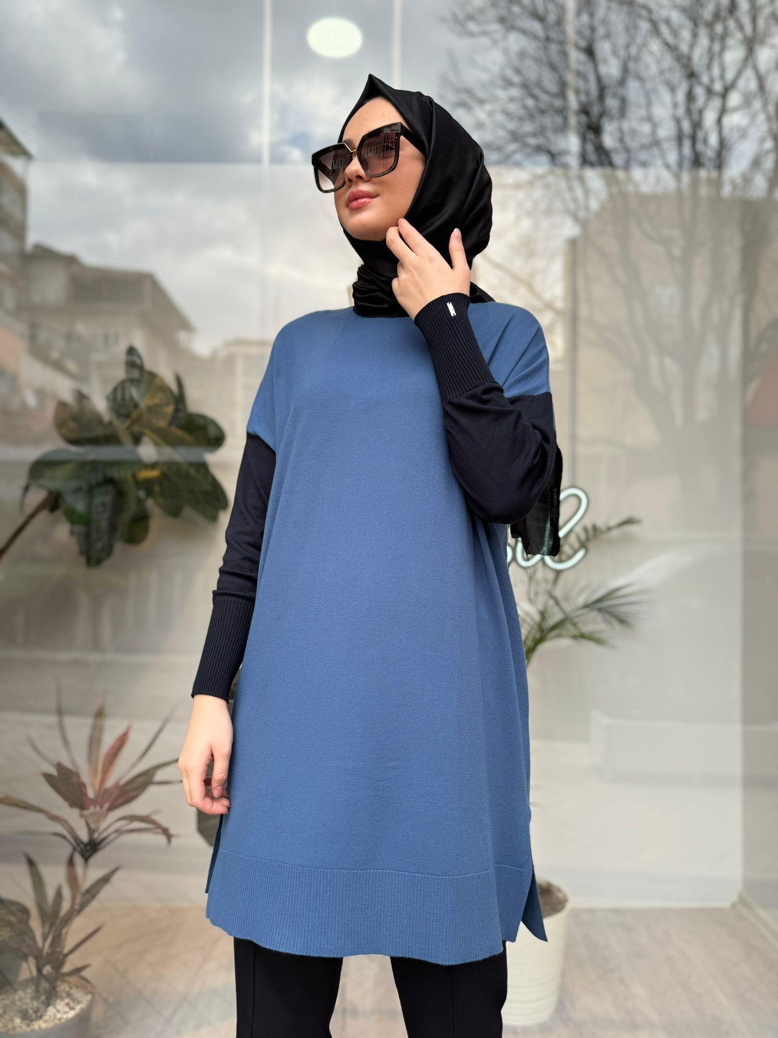 İnvee İndigo-Lacivert Triko Tunik 6862
