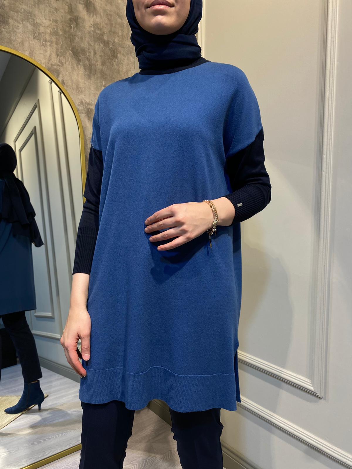 İnvee İndigo-Lacivert Triko Tunik 6862