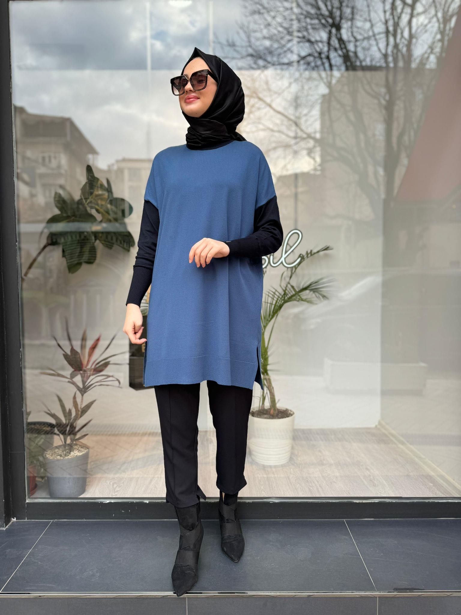 İnvee İndigo-Lacivert Triko Tunik 6862