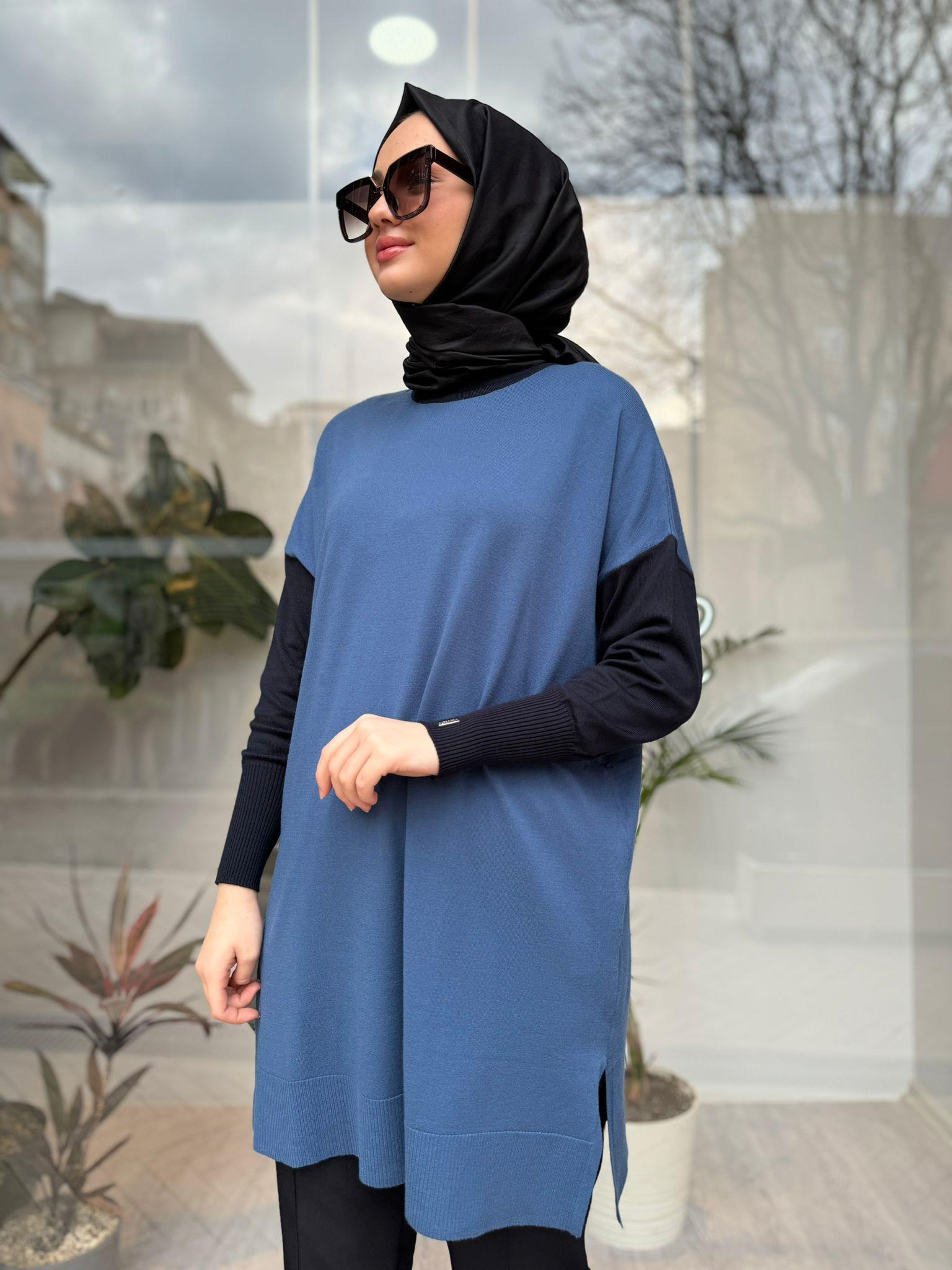 İnvee İndigo-Lacivert Triko Tunik 6862