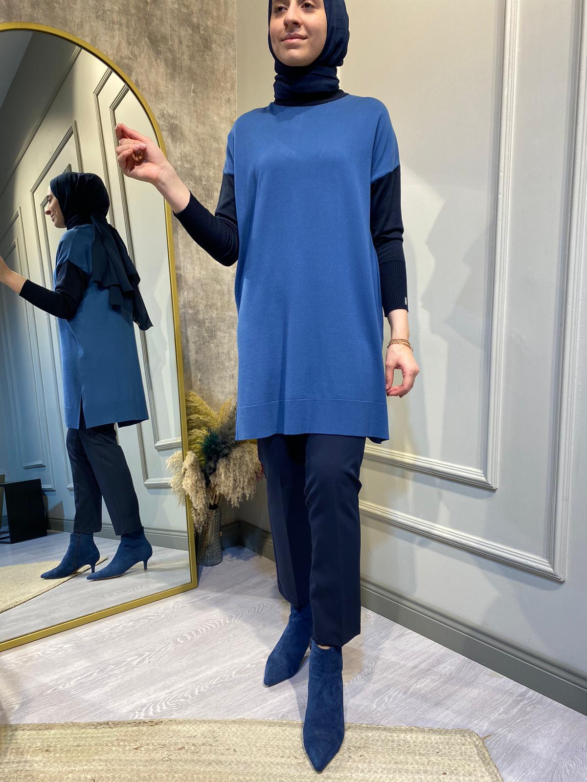 İnvee İndigo-Lacivert Triko Tunik 6862
