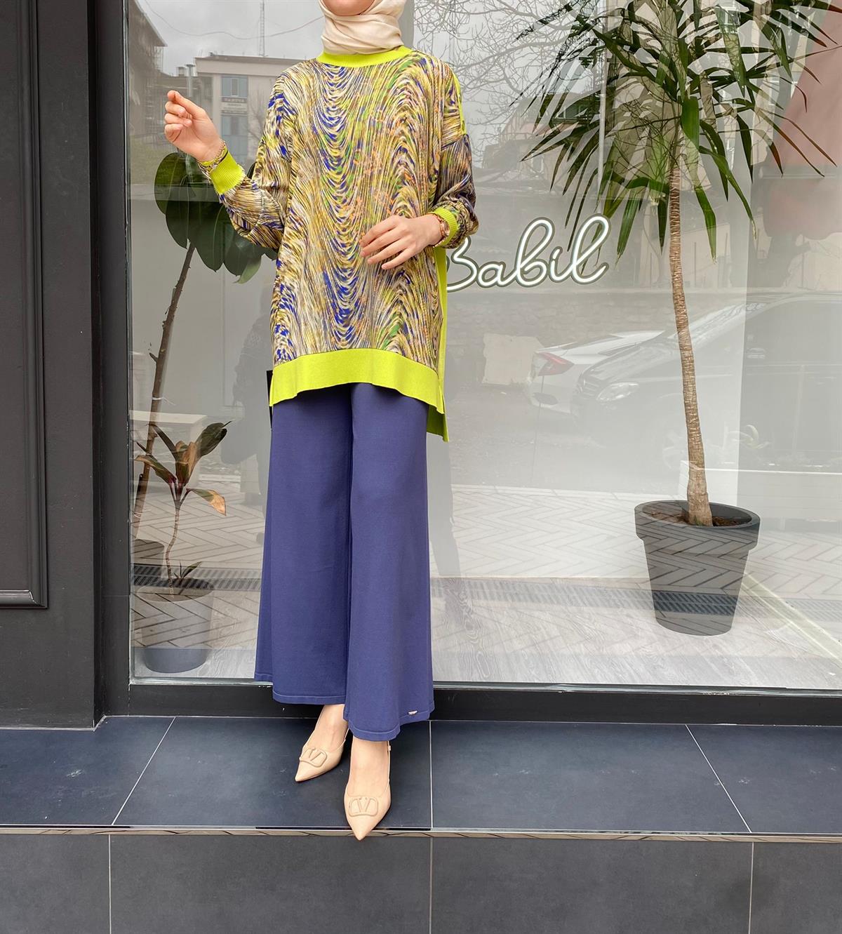 İnvee İndigo Rengi Triko Pantolon 5749