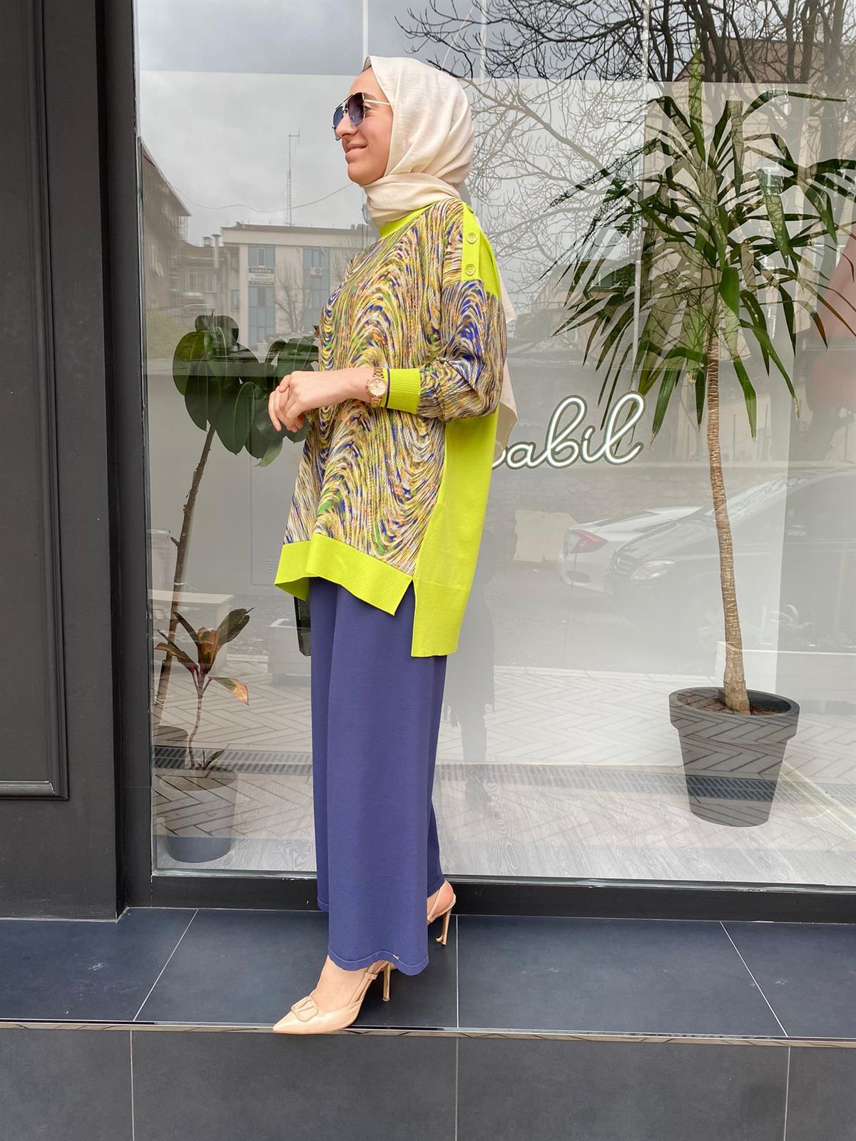 İnvee İndigo Rengi Triko Pantolon 5749