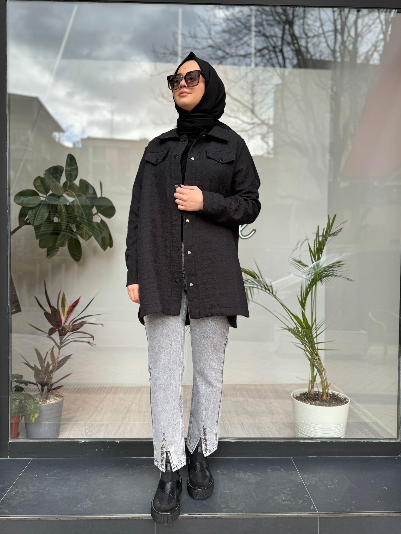 İnvee Kapitone Gömlek Siyah 6827