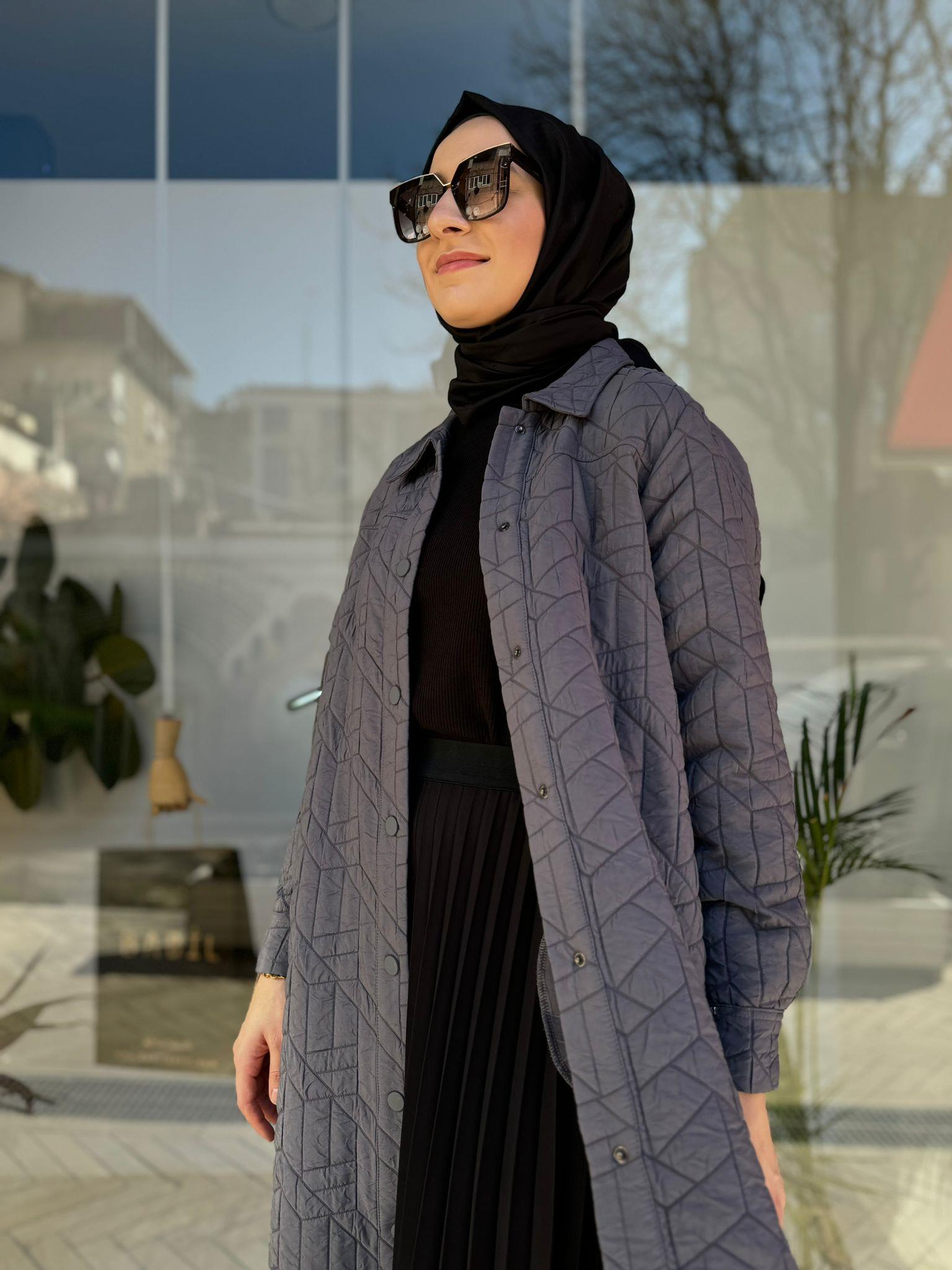 İnvee Kapitone Kap Koyu Gri 6914