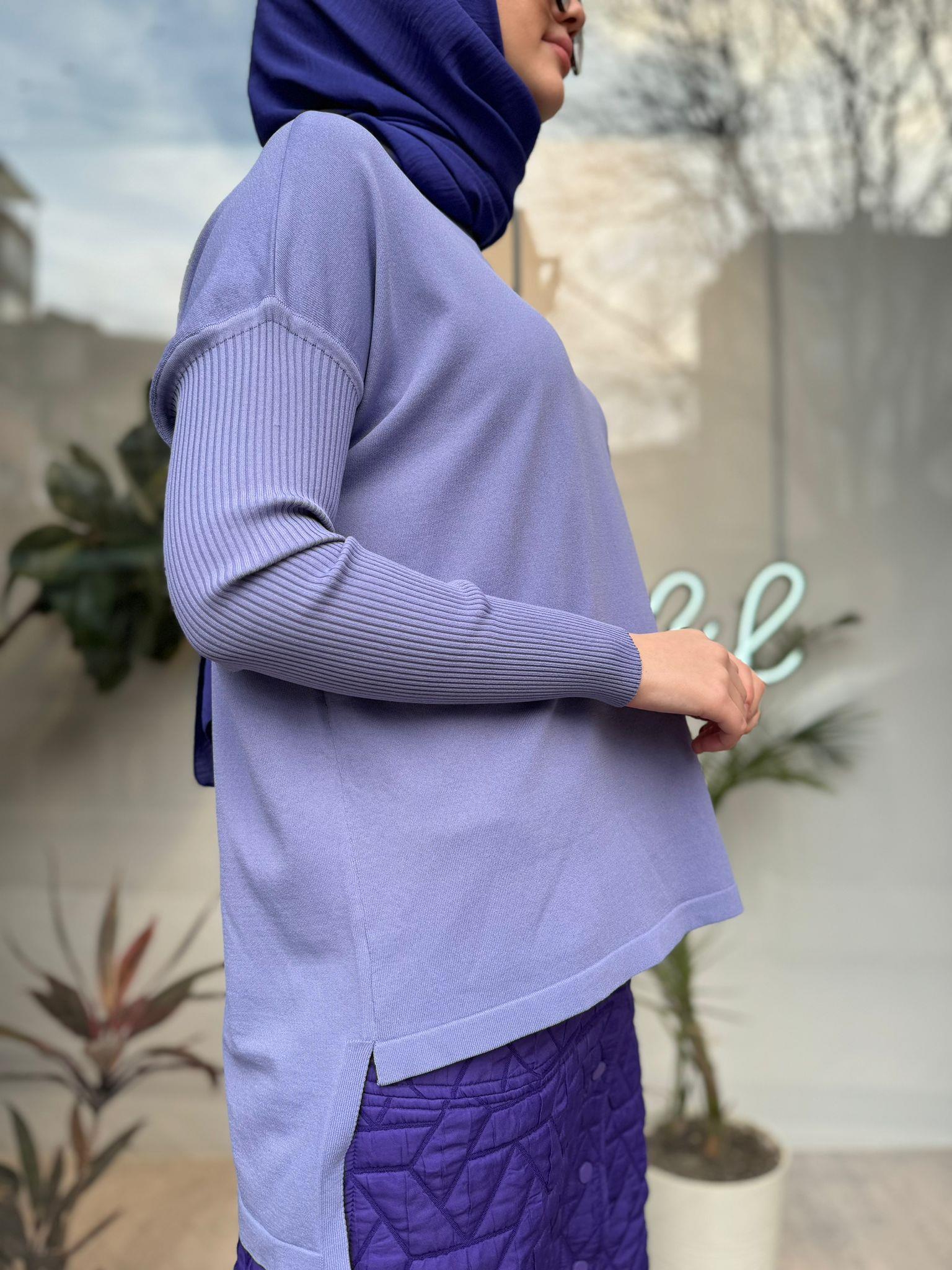 İnvee Kısa Evaze Tunik Eflatun Lila 5879