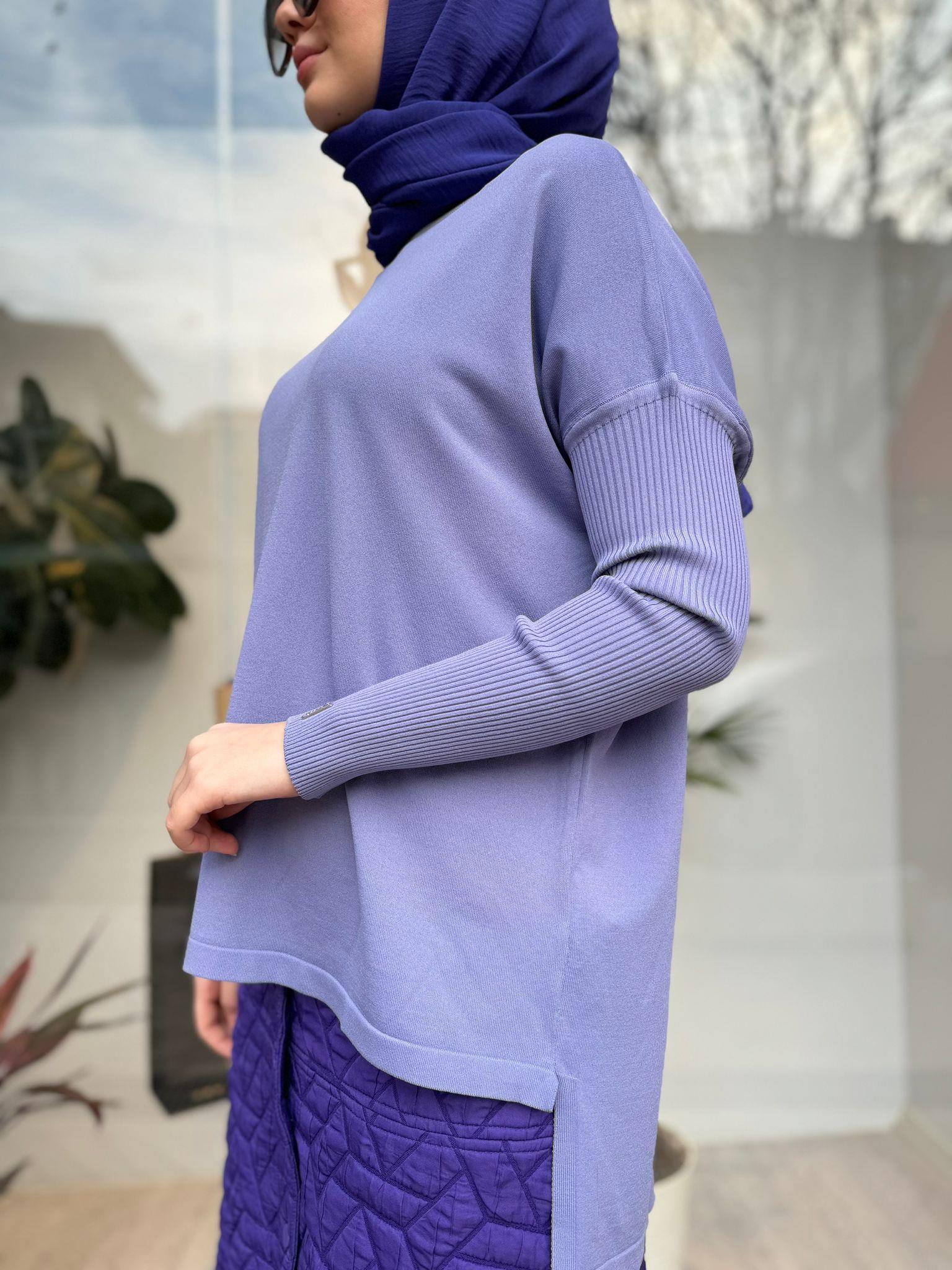 İnvee Kısa Evaze Tunik Eflatun Lila 5879