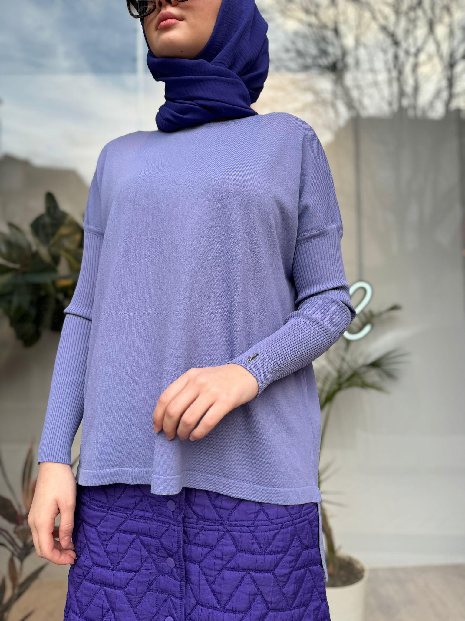 İnvee Kısa Evaze Tunik Eflatun Lila 5879