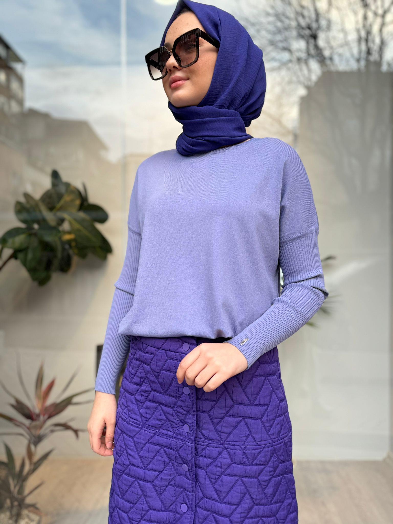 İnvee Kısa Evaze Tunik Eflatun Lila 5879