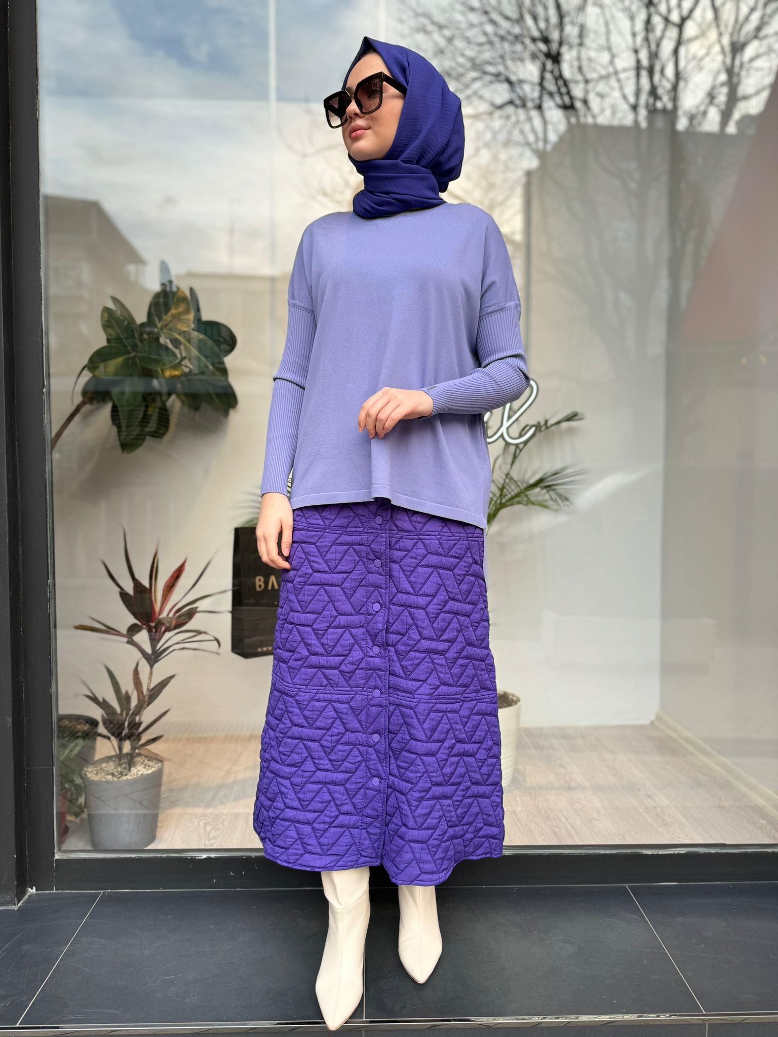 İnvee Kısa Evaze Tunik Eflatun Lila 5879