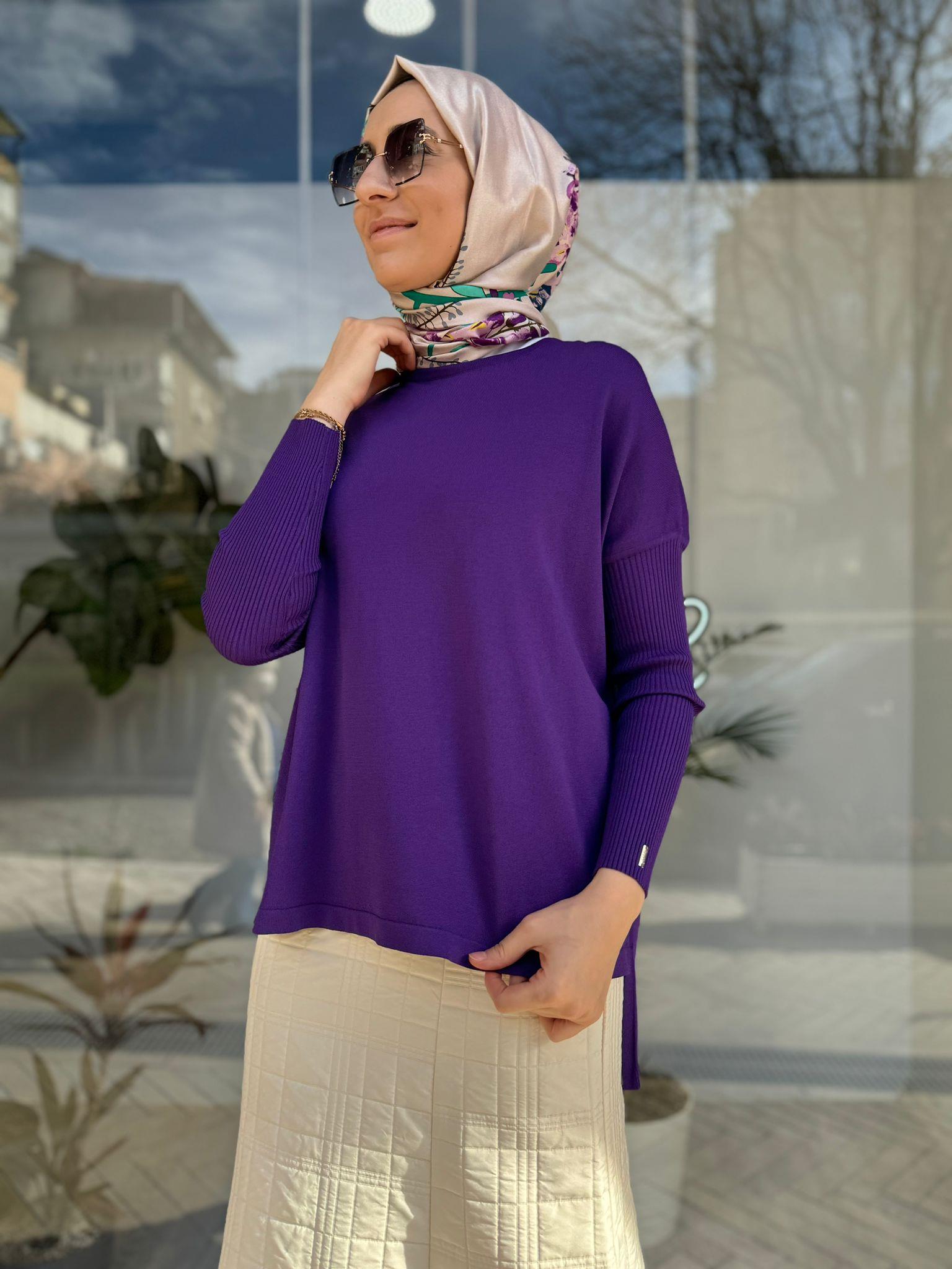 İnvee Kısa Evaze Tunik Mor 5879