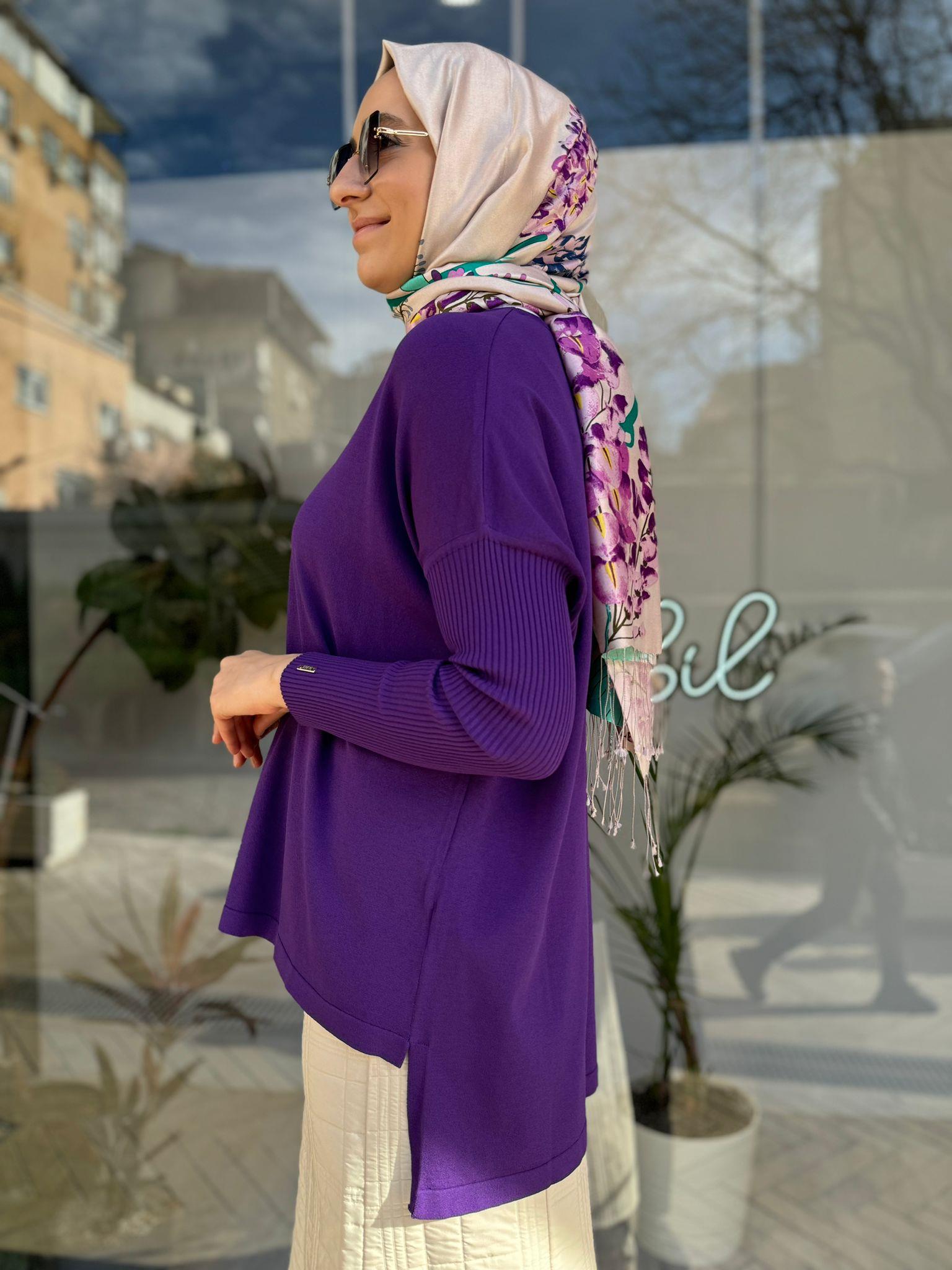 İnvee Kısa Evaze Tunik Mor 5879