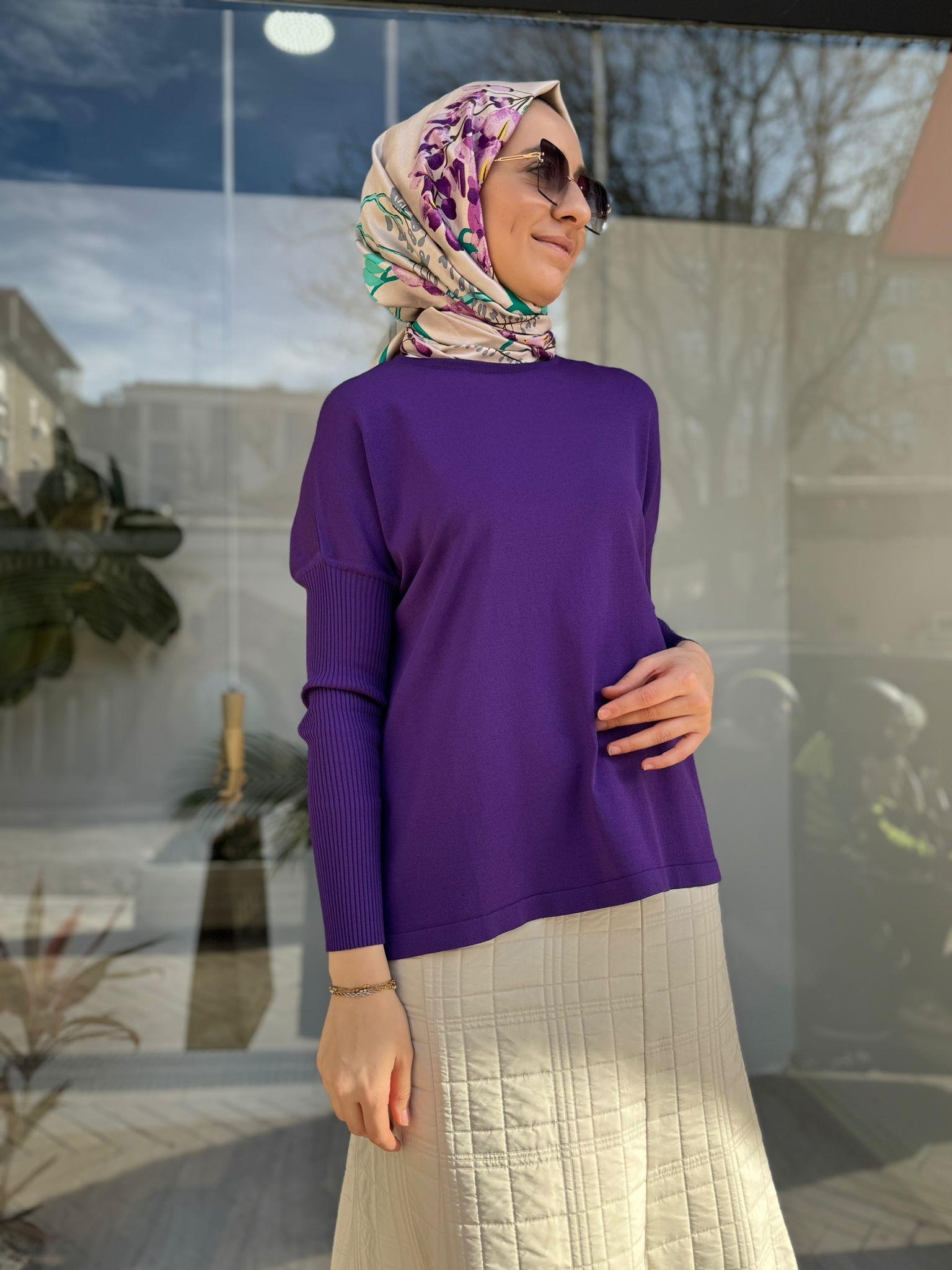 İnvee Kısa Evaze Tunik Mor 5879