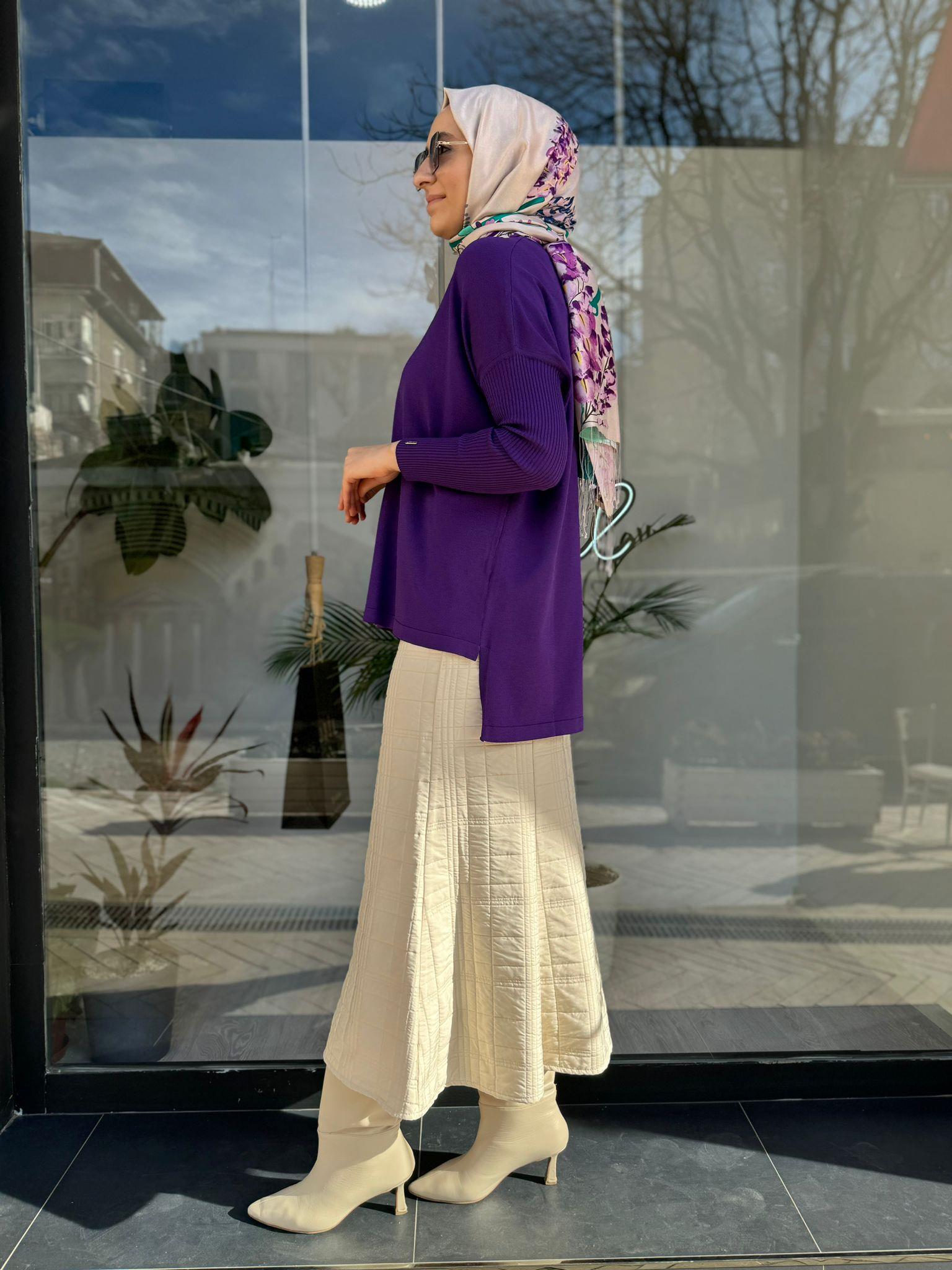 İnvee Kısa Evaze Tunik Mor 5879