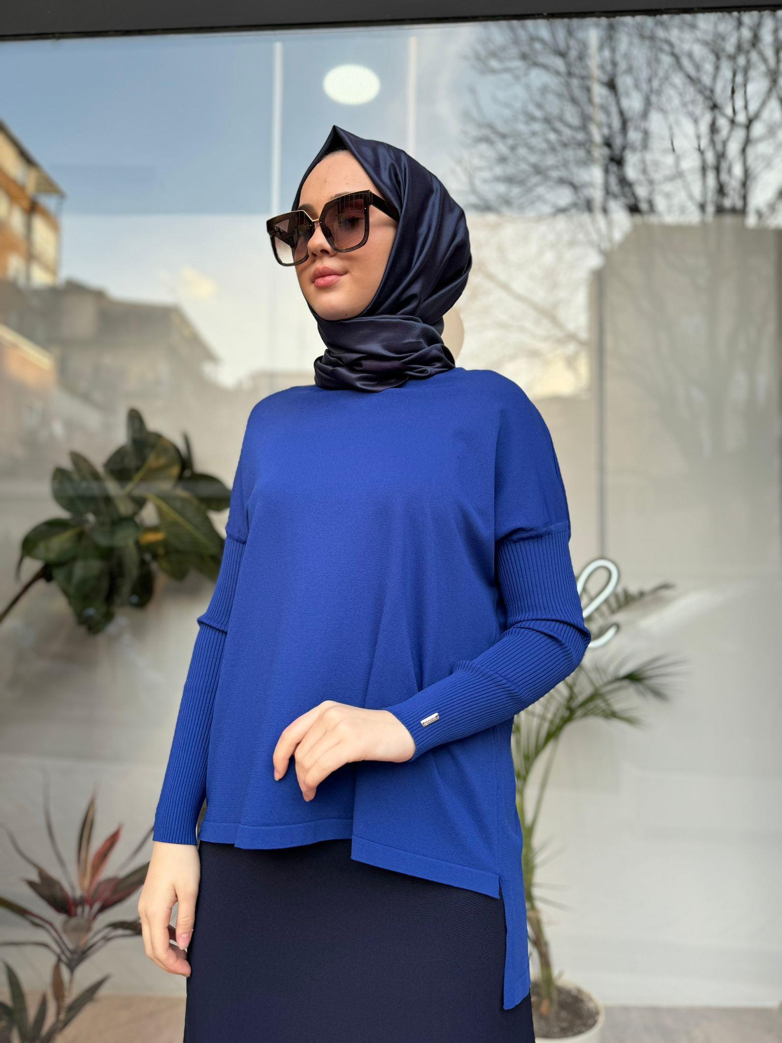 İnvee Kısa Evaze Tunik Saks 5879