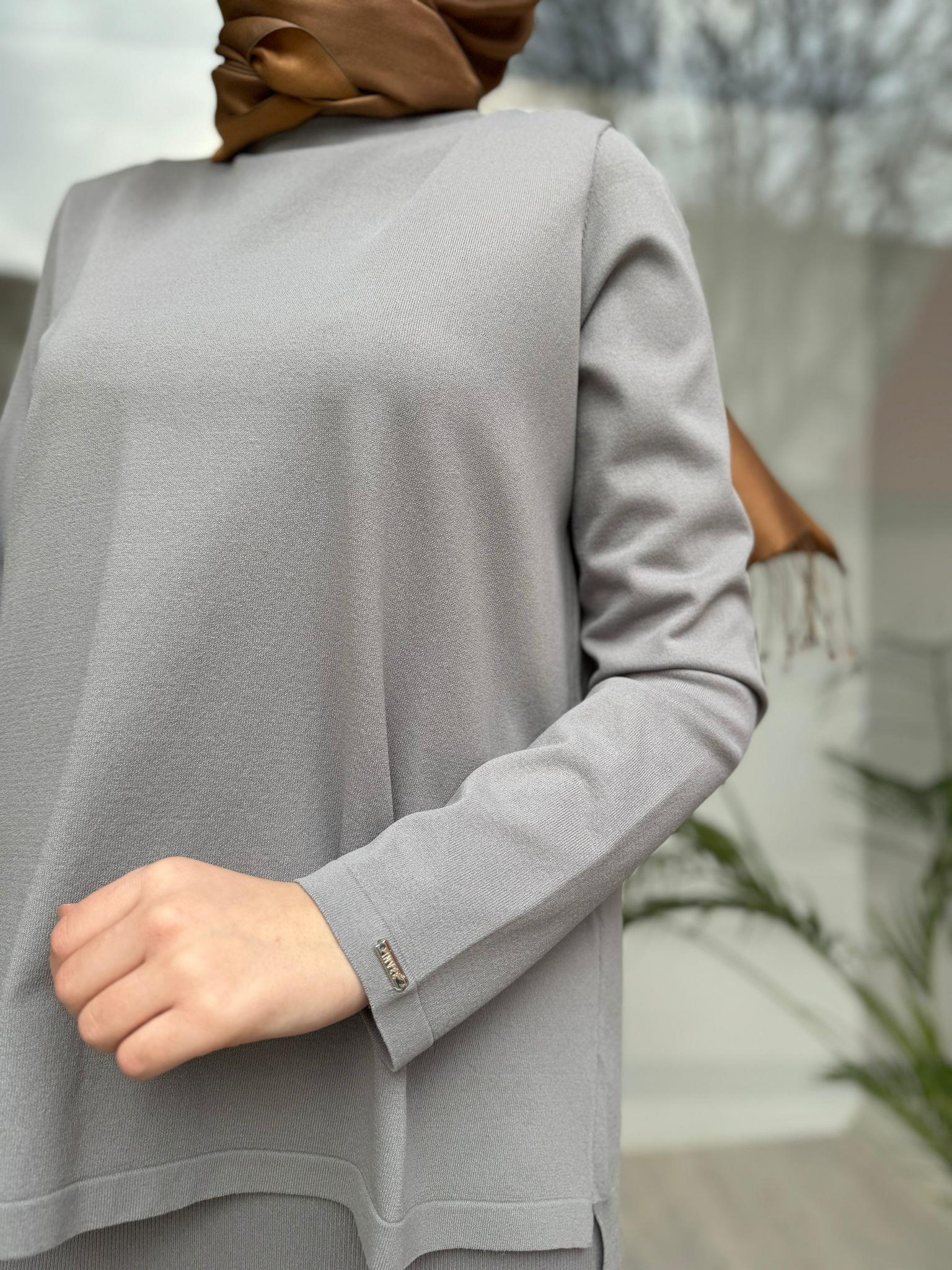 İnvee Kısa Triko Tunik Gri 6902