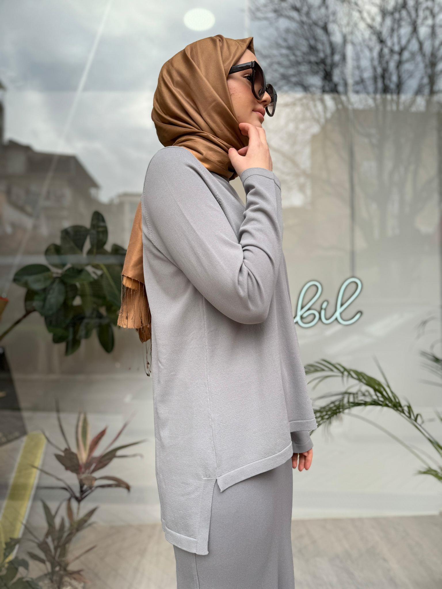 İnvee Kısa Triko Tunik Gri 6902