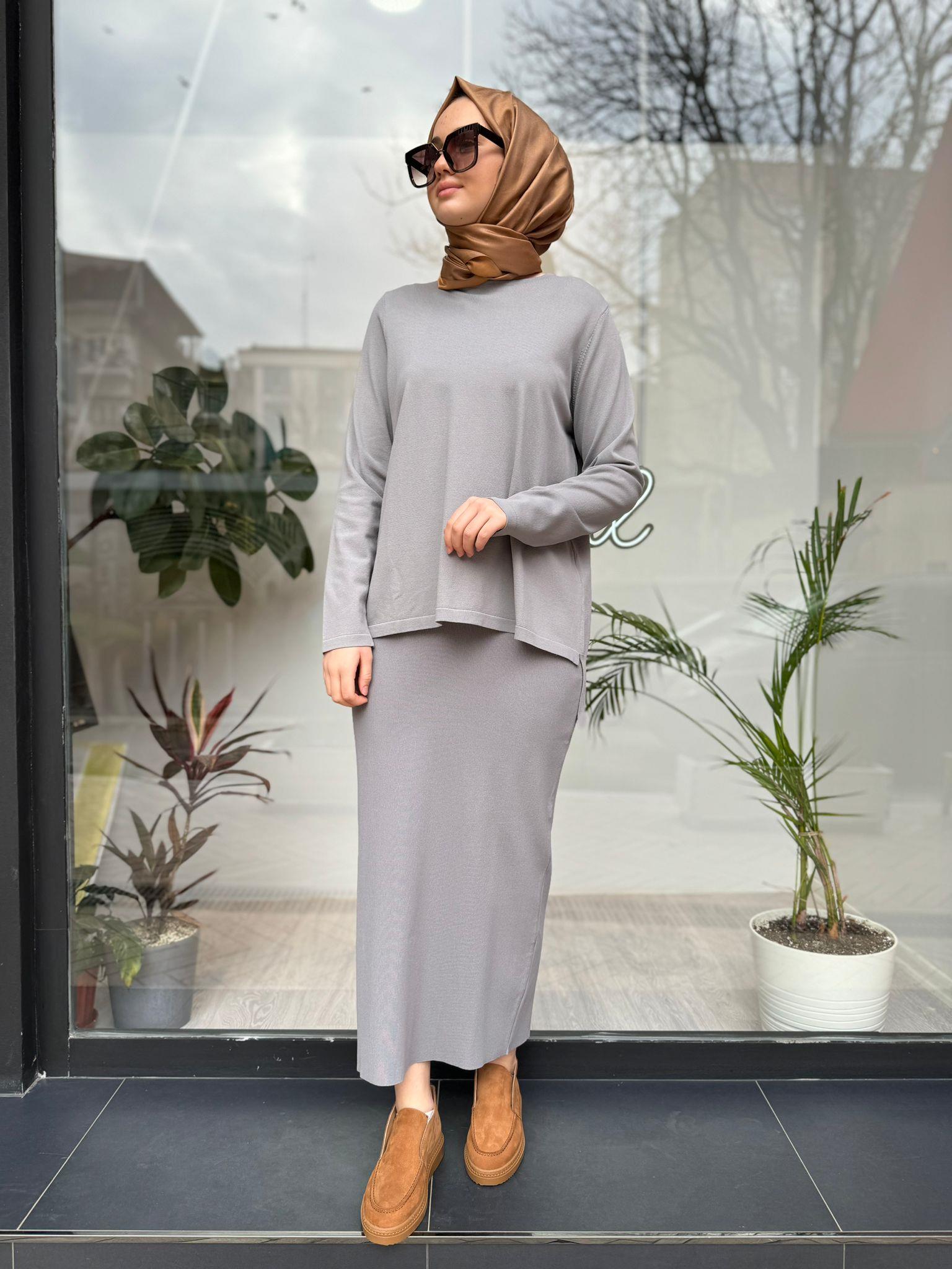 İnvee Kısa Triko Tunik Gri 6902