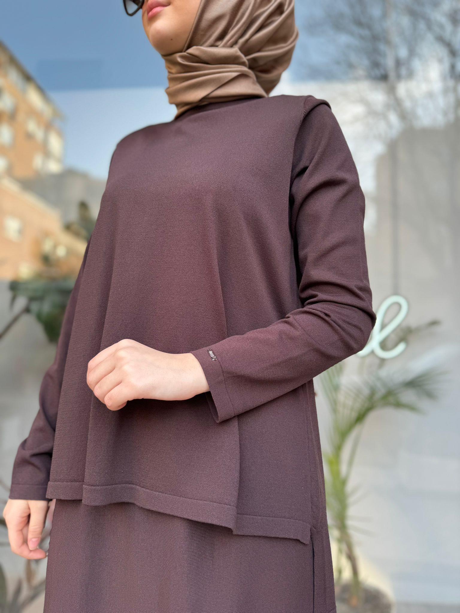 İnvee Kısa Triko Tunik Kahve 6902