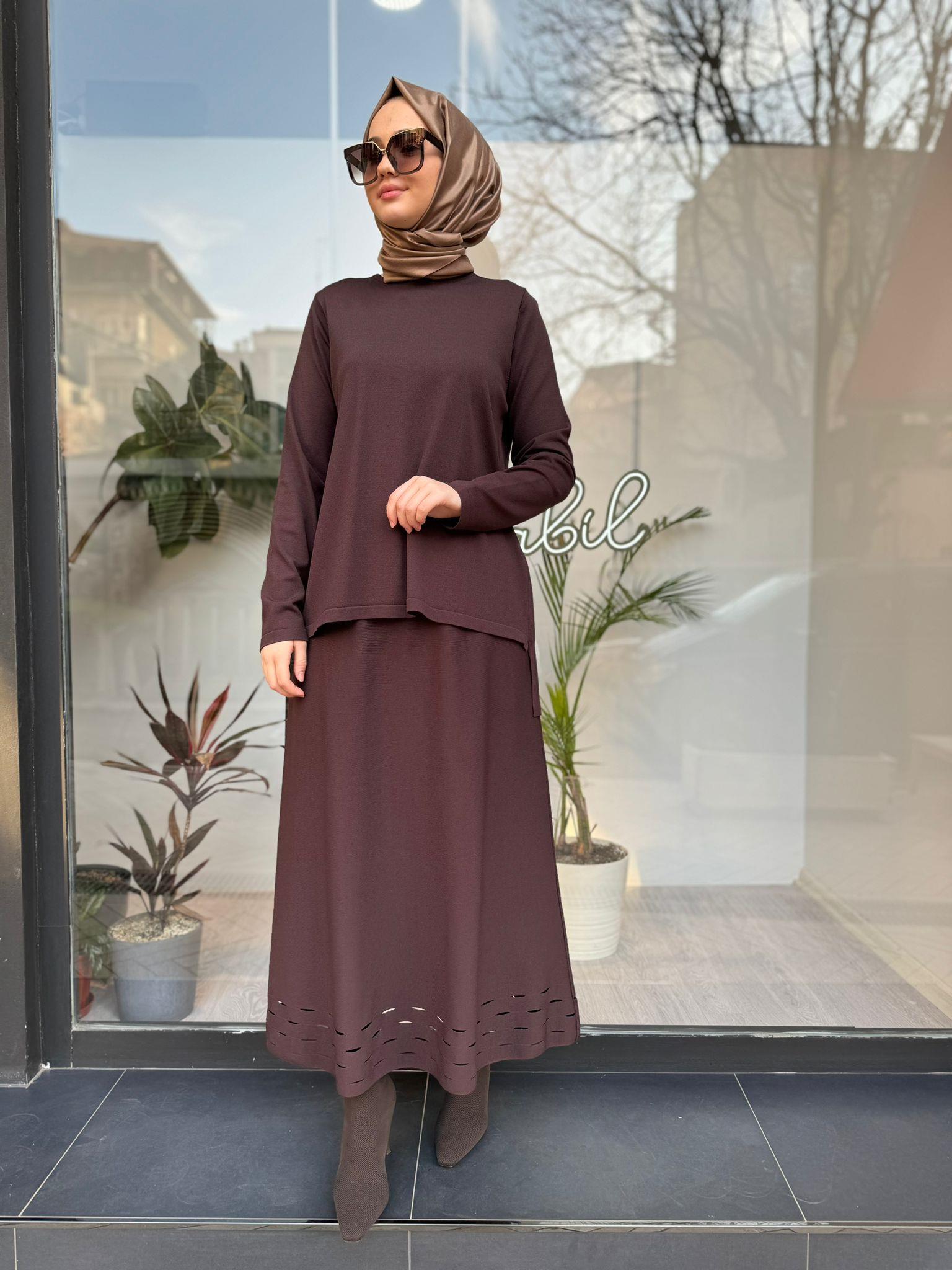 İnvee Kısa Triko Tunik Kahve 6902