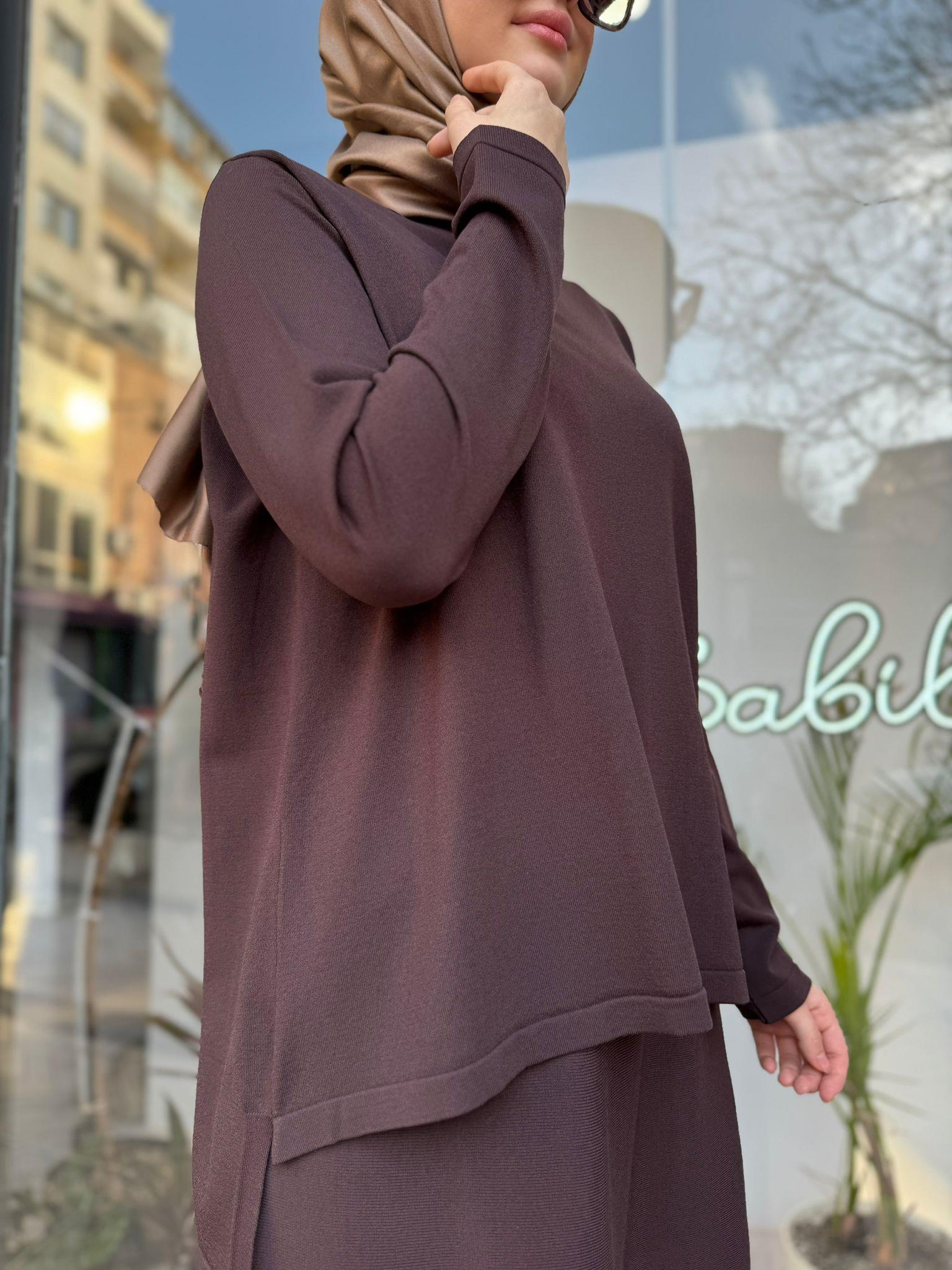 İnvee Kısa Triko Tunik Kahve 6902