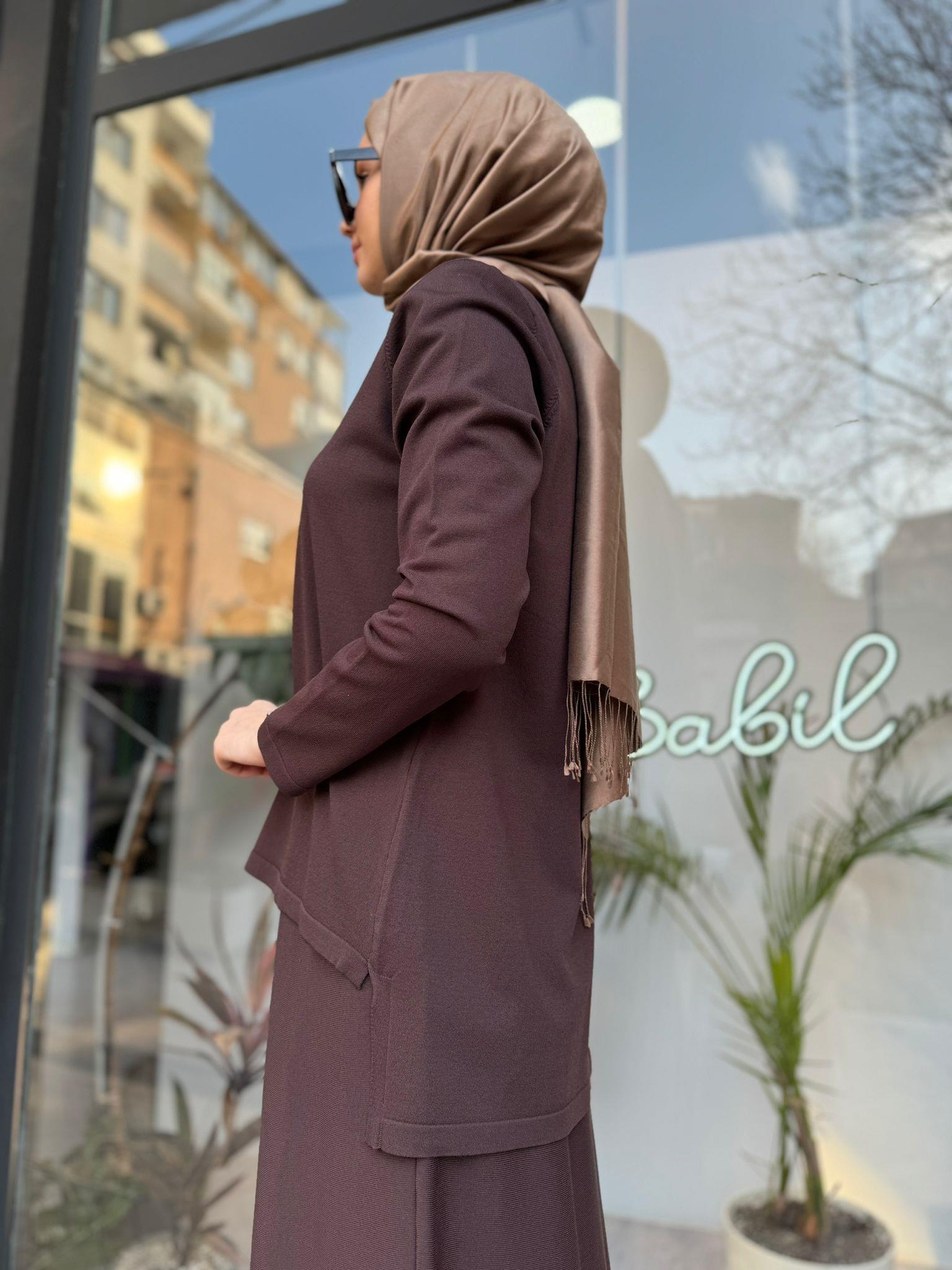 İnvee Kısa Triko Tunik Kahve 6902