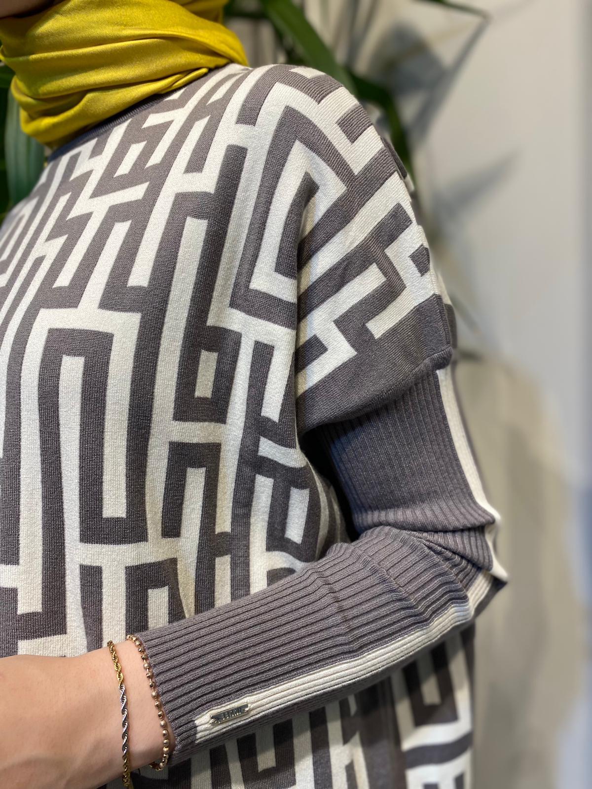 İnvee Labirent Triko Vizon-Ekru Tunik 6872