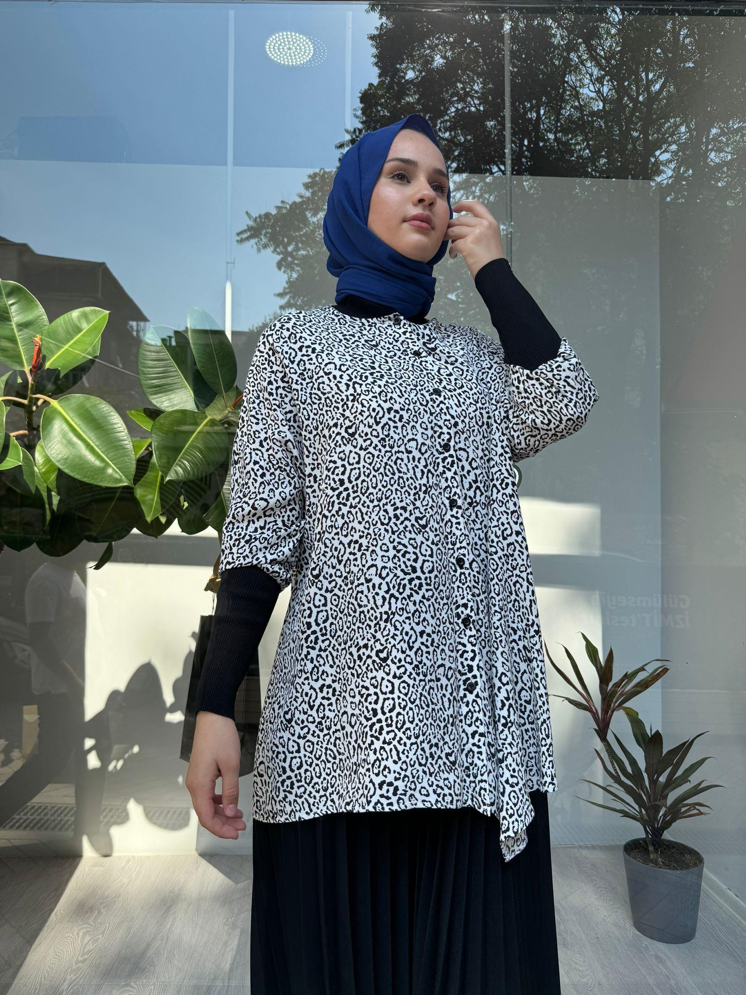 İnvee Leopar Siyah Gömlek 6452