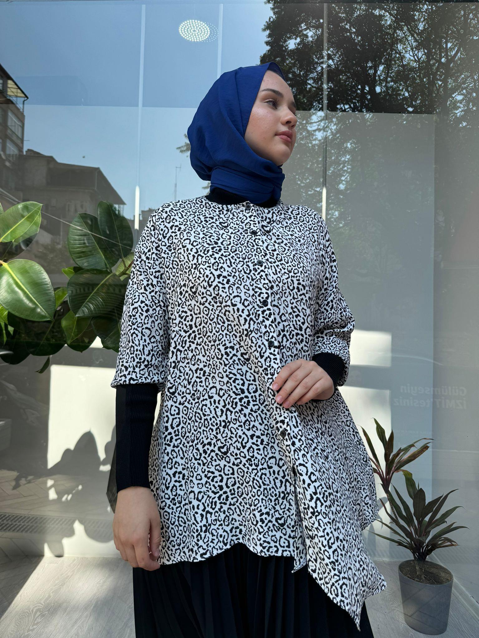 İnvee Leopar Siyah Gömlek 6452