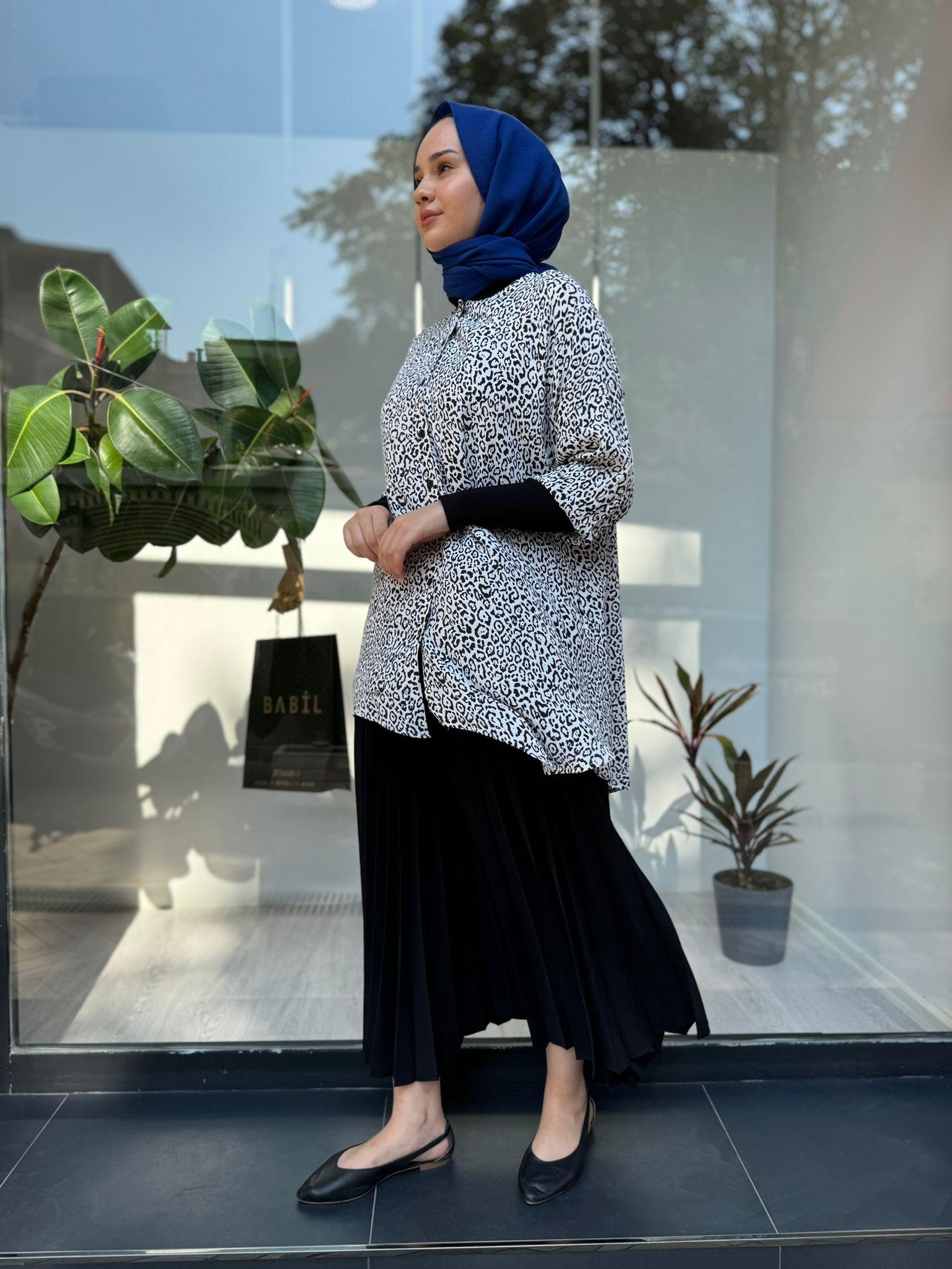 İnvee Leopar Siyah Gömlek 6452
