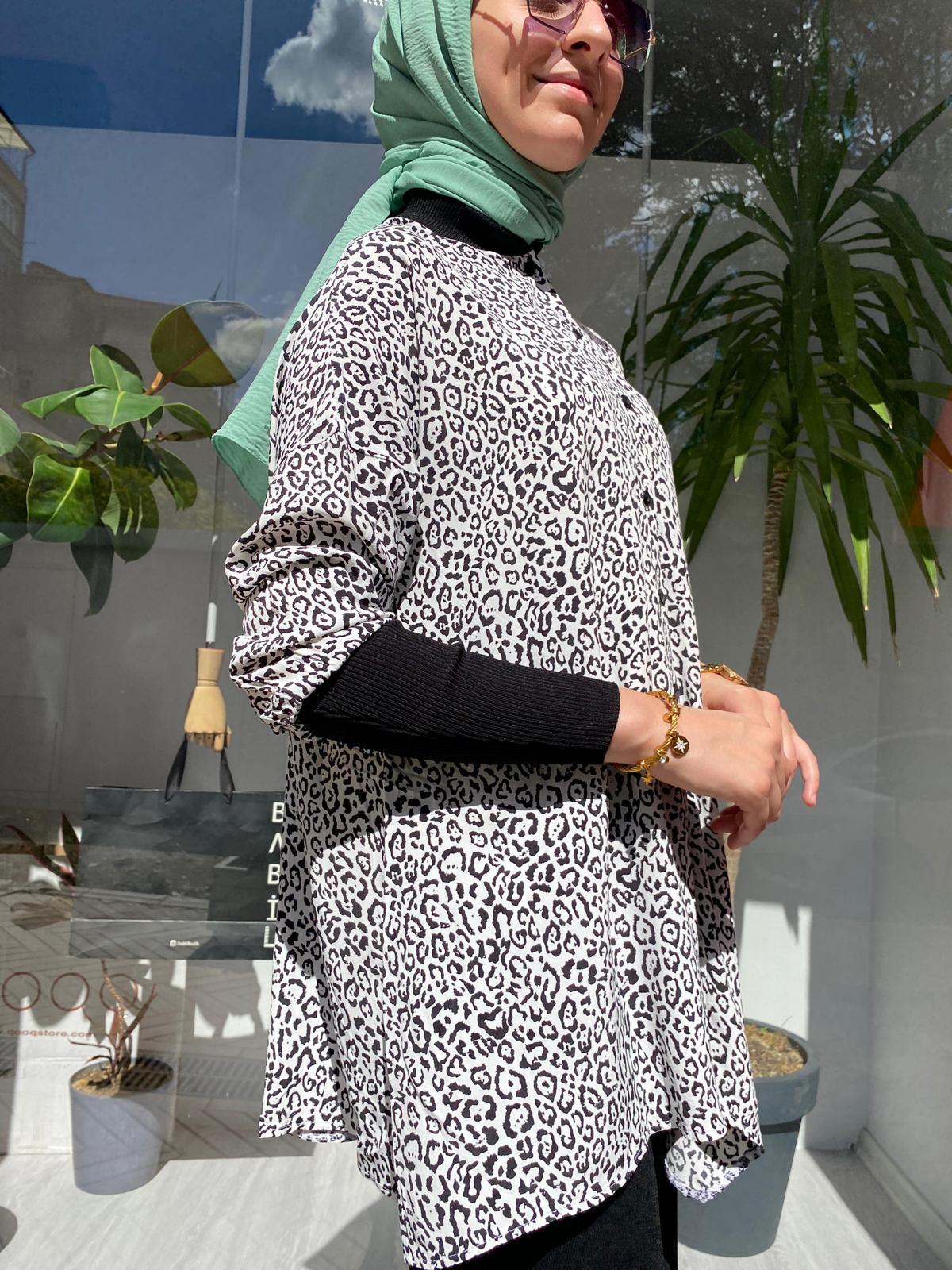 İnvee Leopar Siyah Gömlek 6452