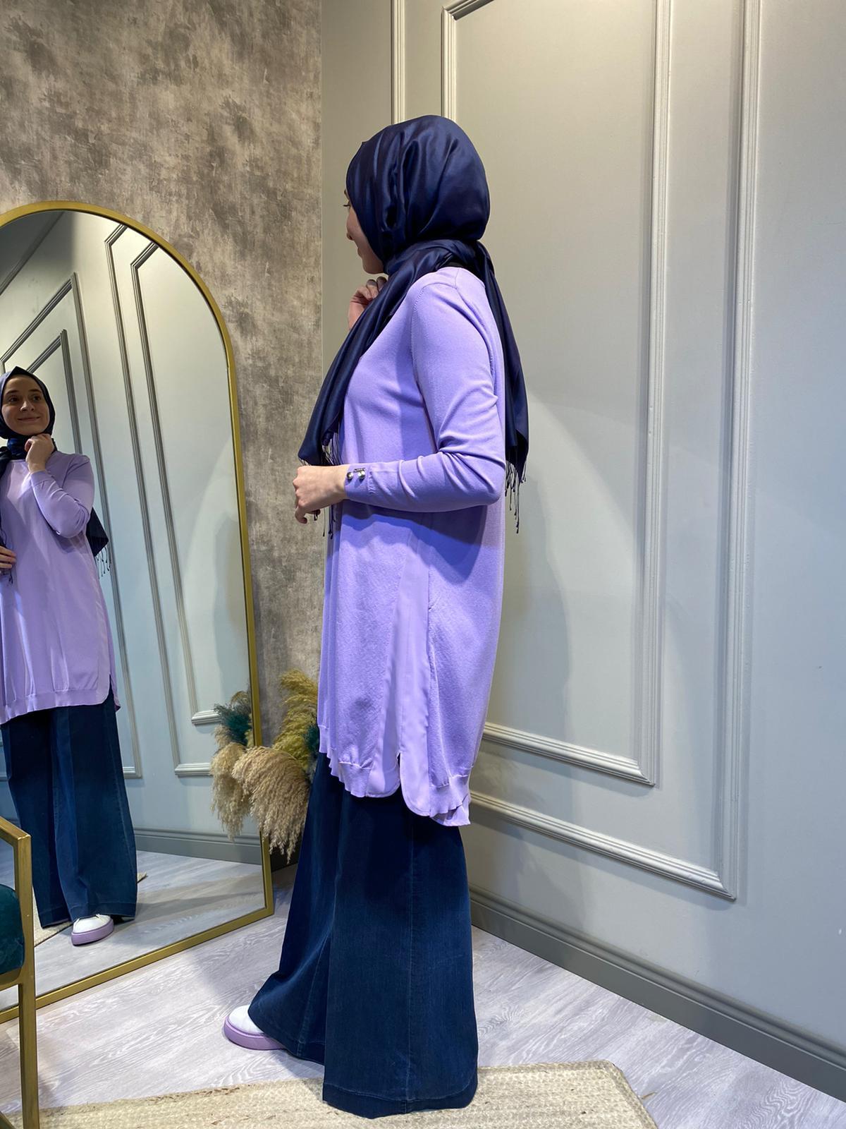 İnvee Lila Yanları Şifonlu Tunik 5860